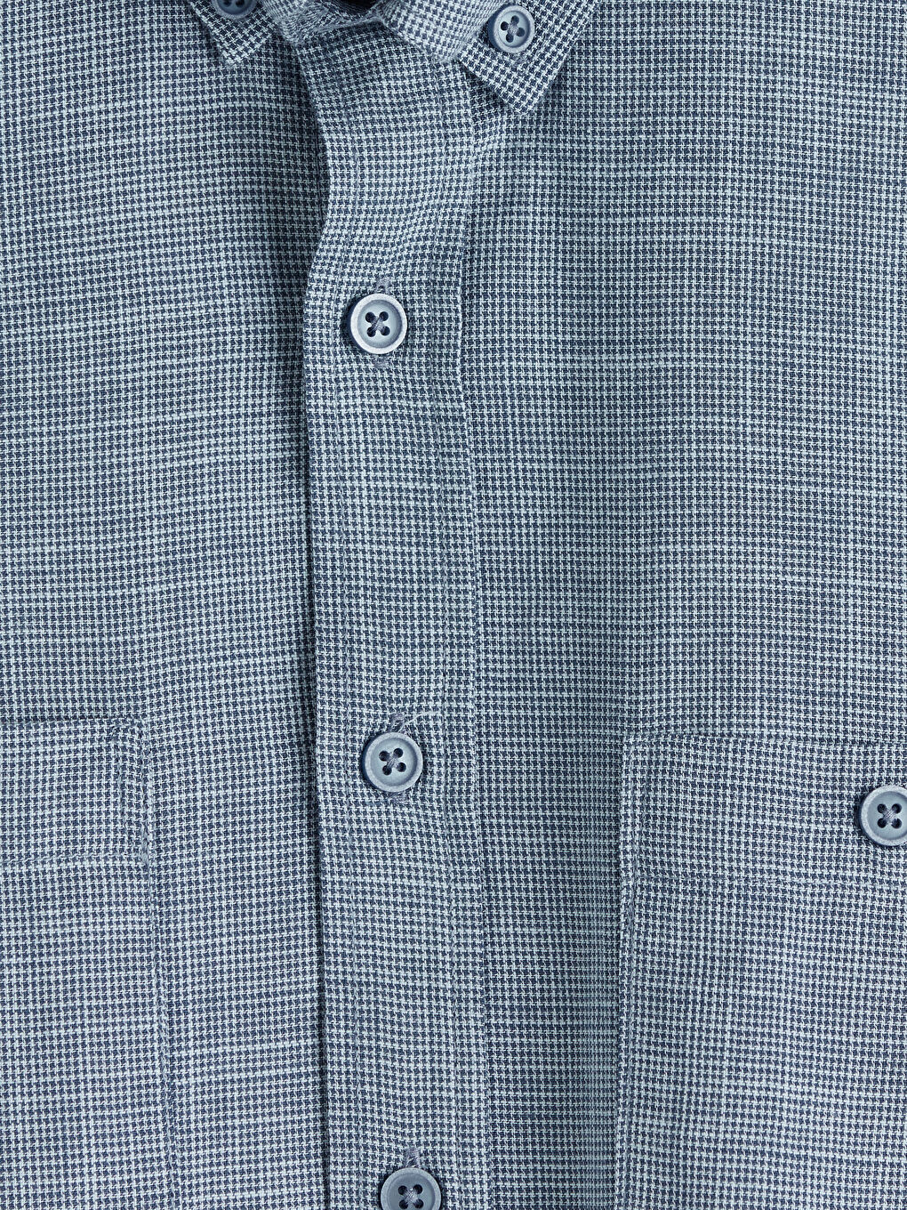 Lacivert Regular Fit Erkek Keten Görünümlü Gömlek-1