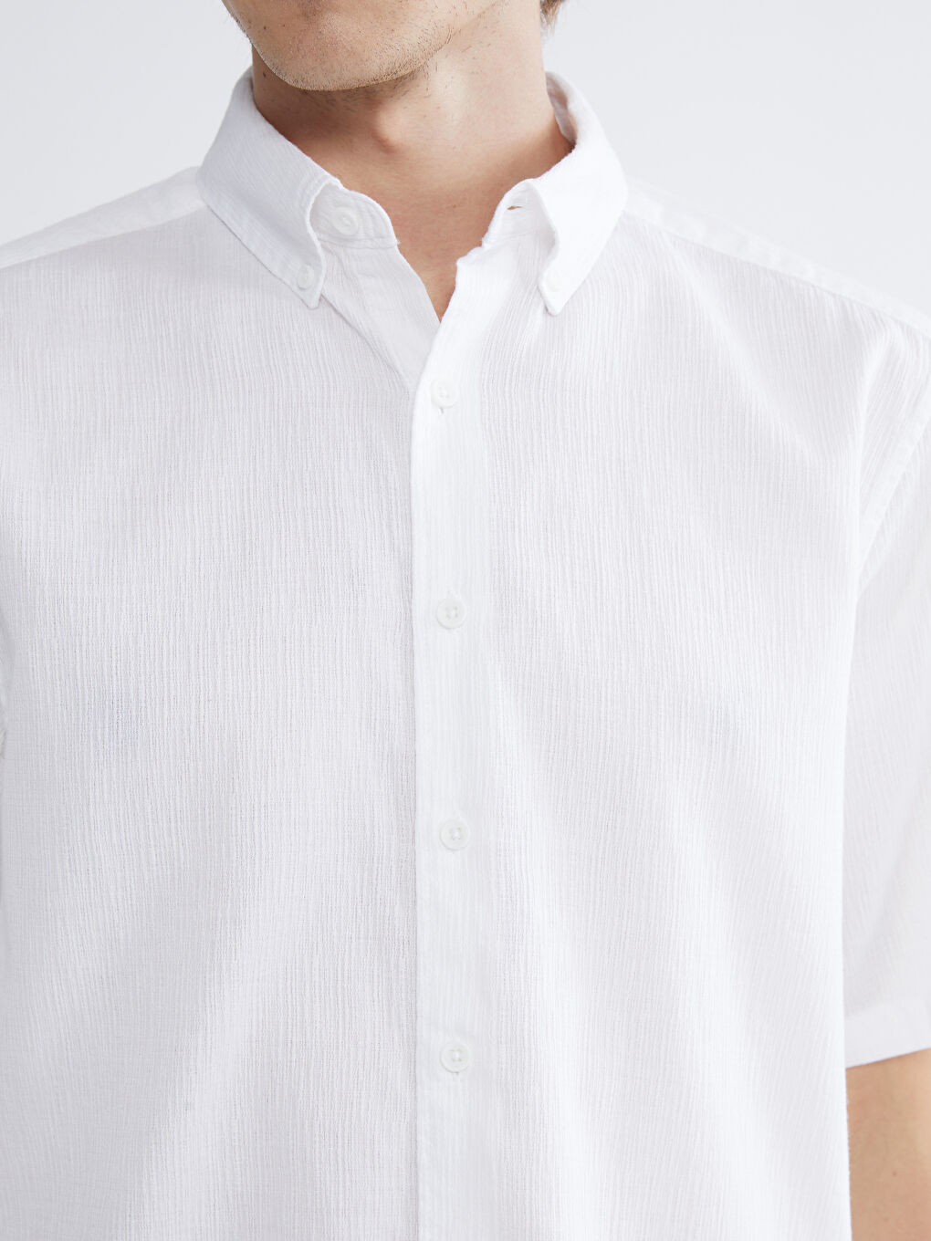 Ekru Regular Fit Krinkle Erkek Gömlek-2