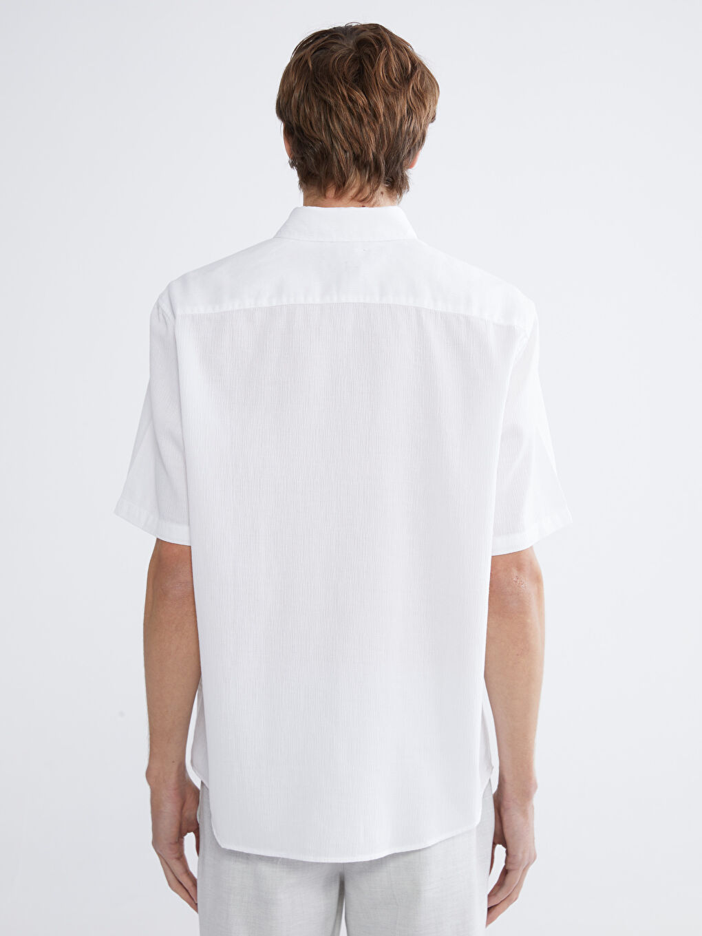 Ekru Regular Fit Krinkle Erkek Gömlek-3