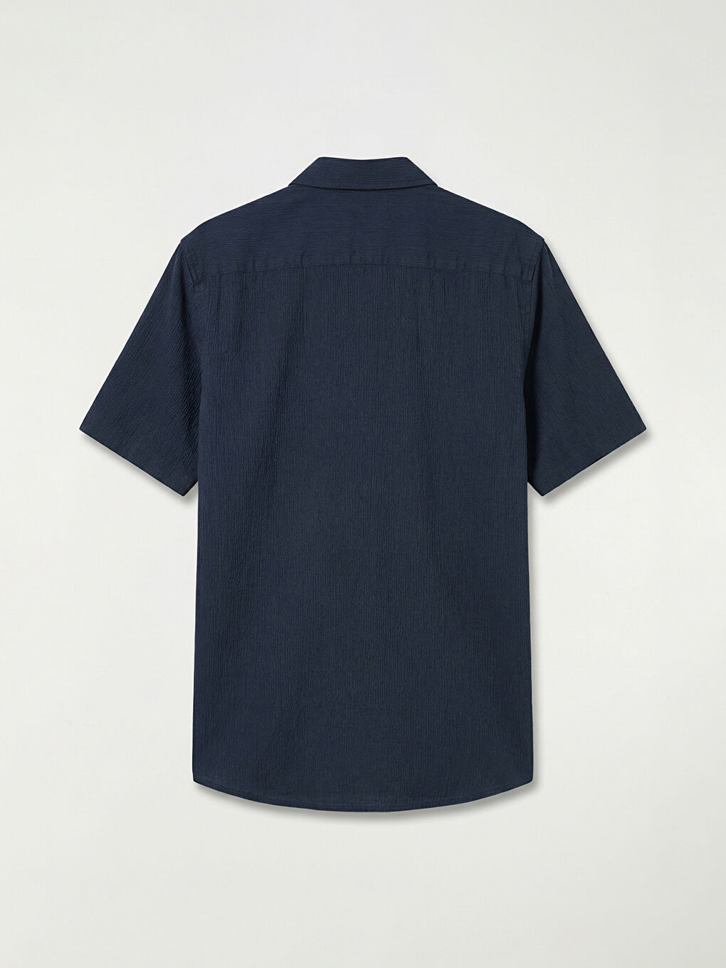 Lacivert Regular Fit Krinkle Erkek Gömlek-6