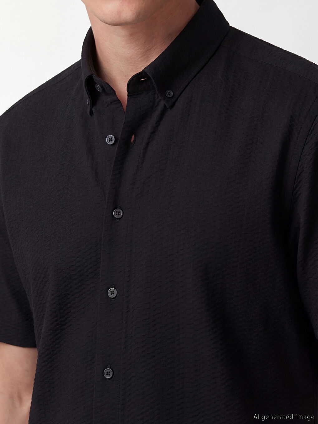 Siyah Regular Fit Erkek Gömlek-2