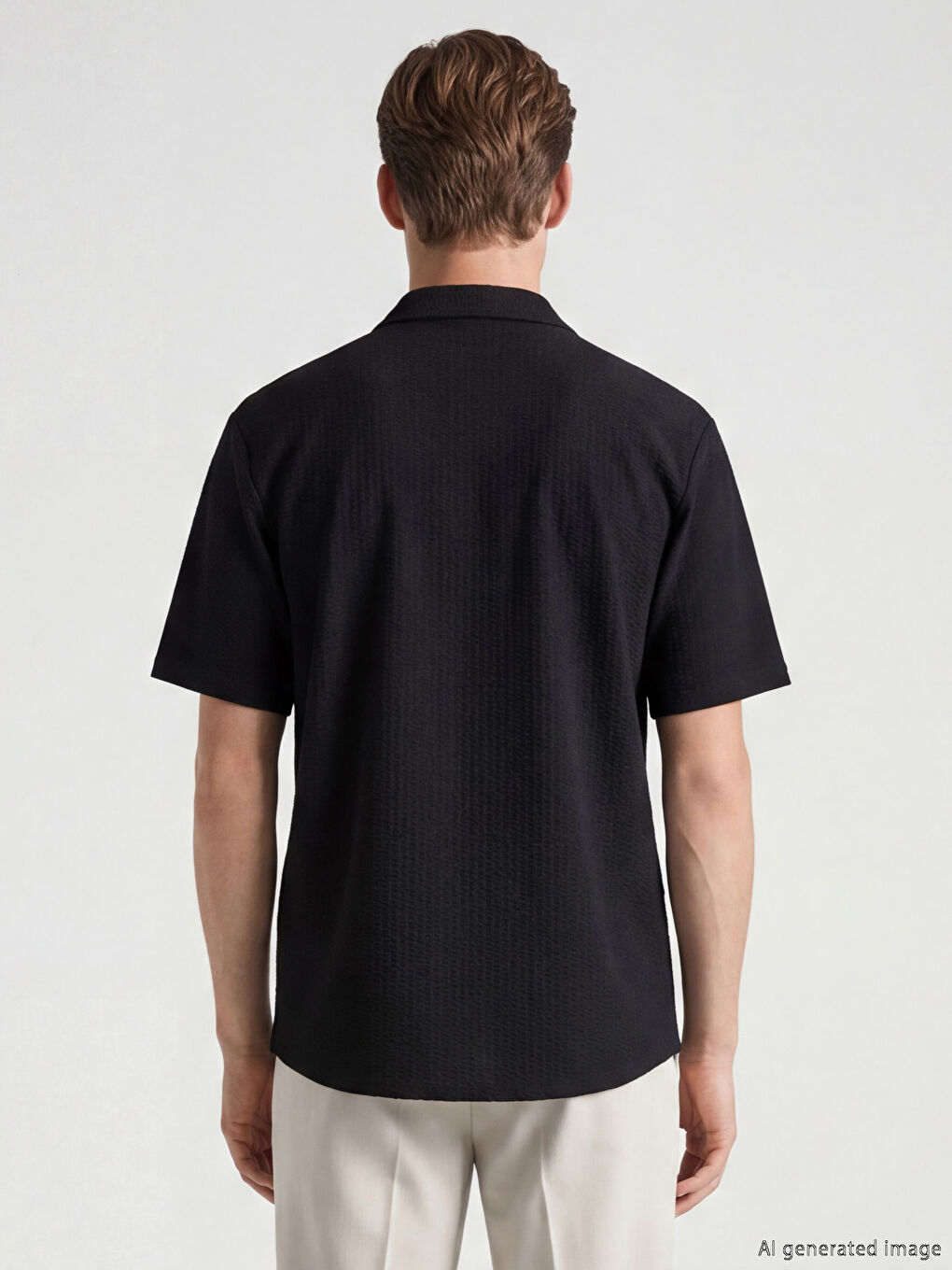 Siyah Regular Fit Erkek Gömlek-3