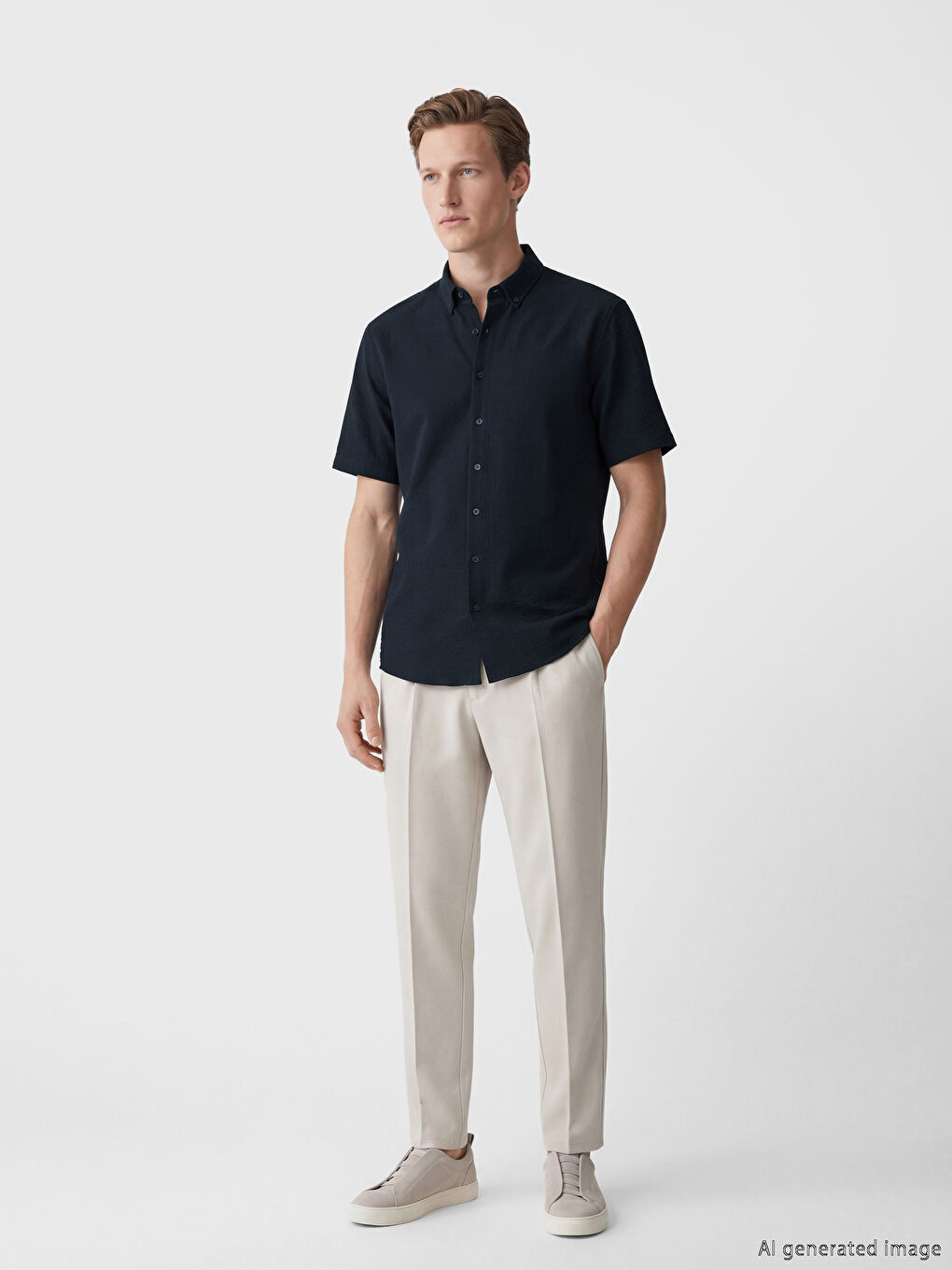 Lacivert Regular Fit Erkek Gömlek-2