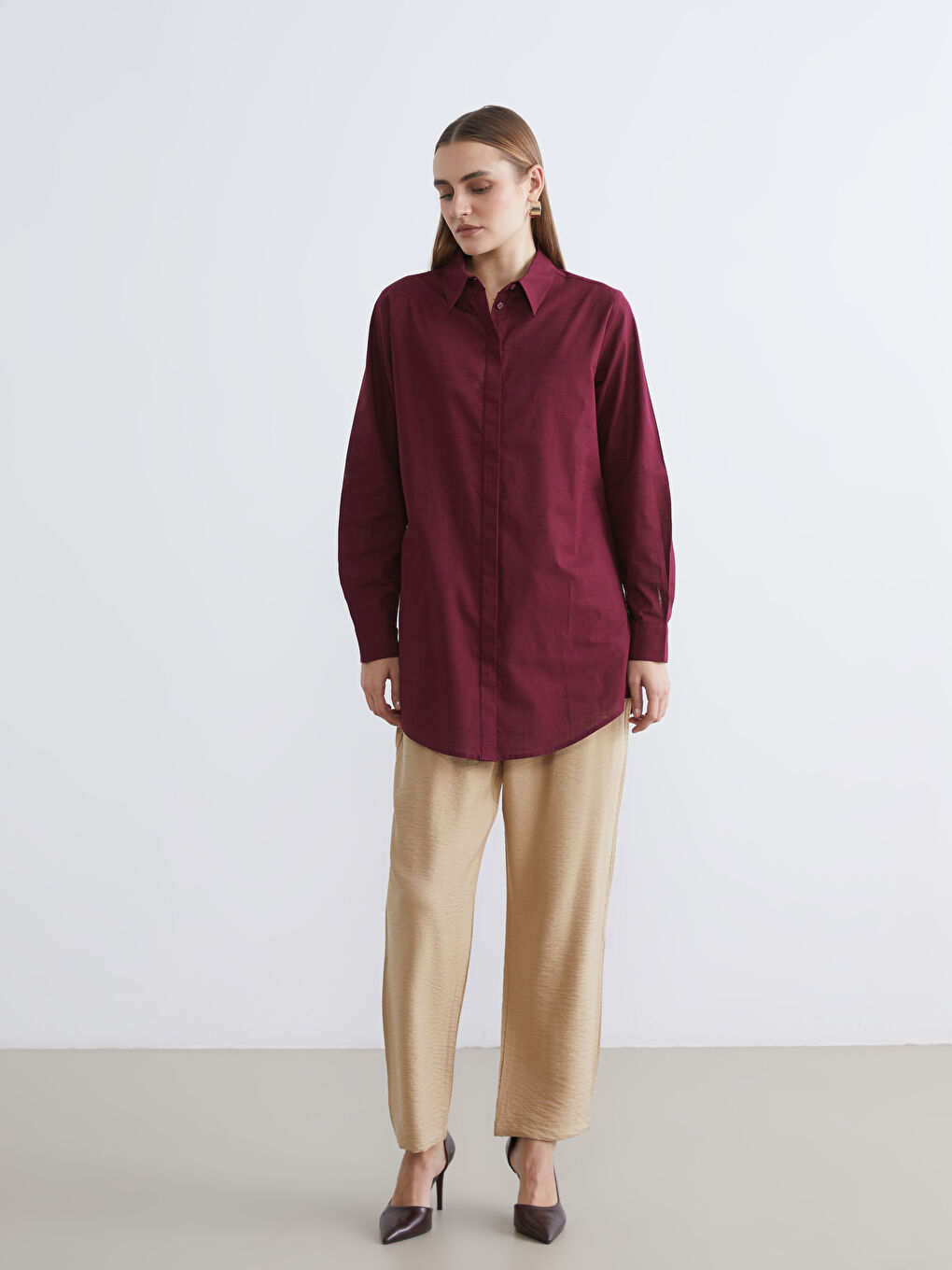 ქალთა რეგულარული მორგების პერანგი-ტუნიკა-1