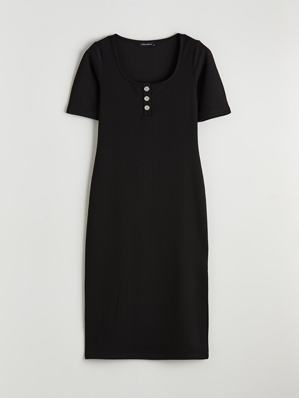 U-Neck Ribbed Bodycon Dress-4