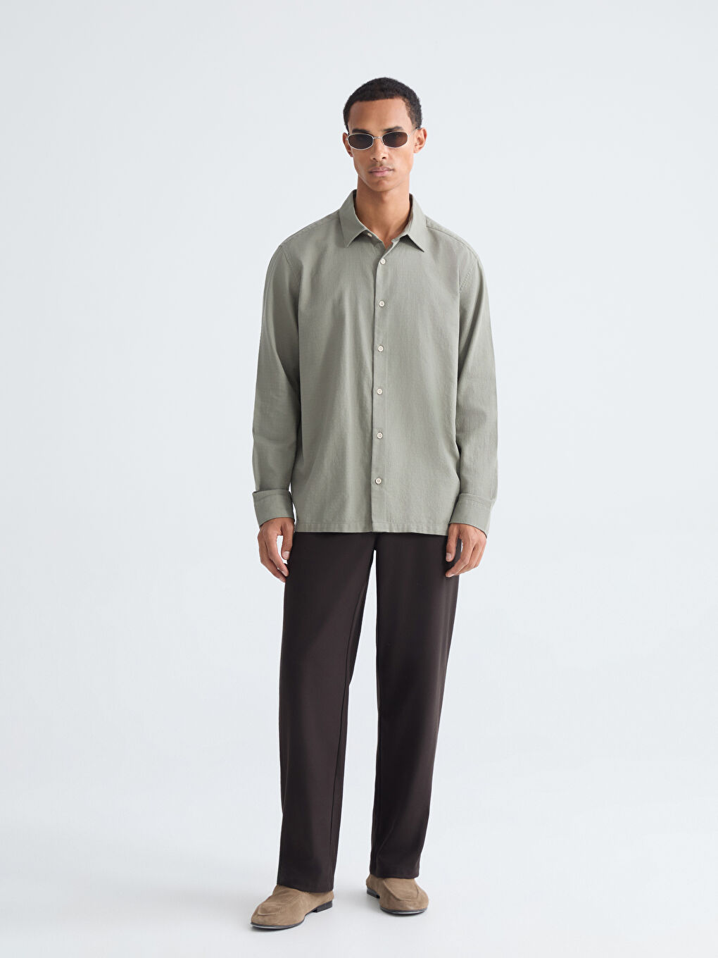 Рубашка из ткани добби стандартного кроя для мужчин-1