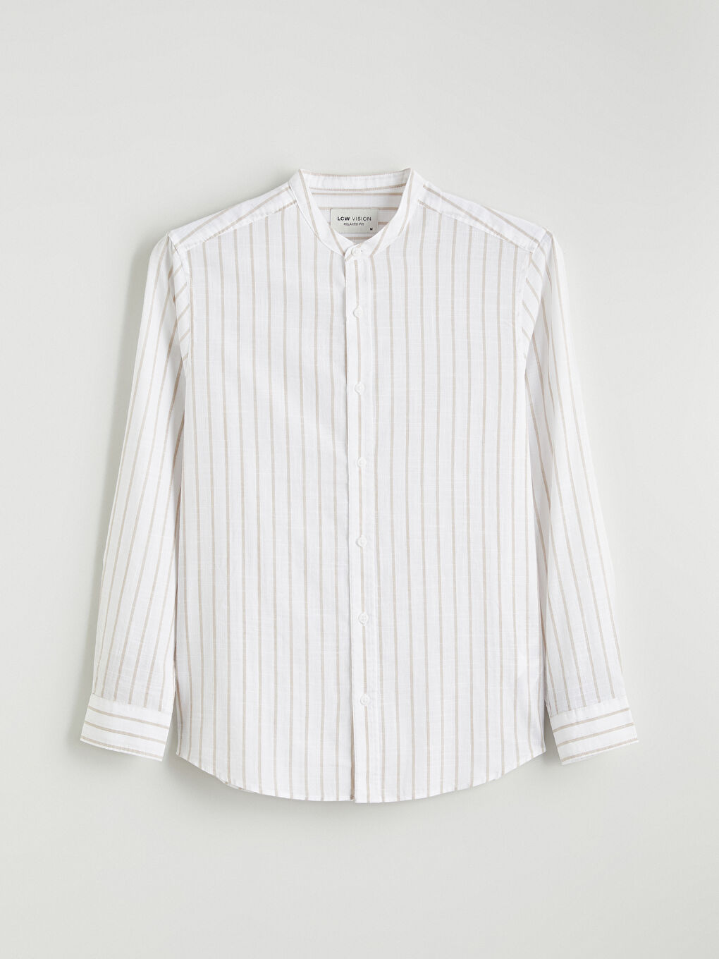 Regular Fit Striped Men's Shirt with a Mandarin Collar-4