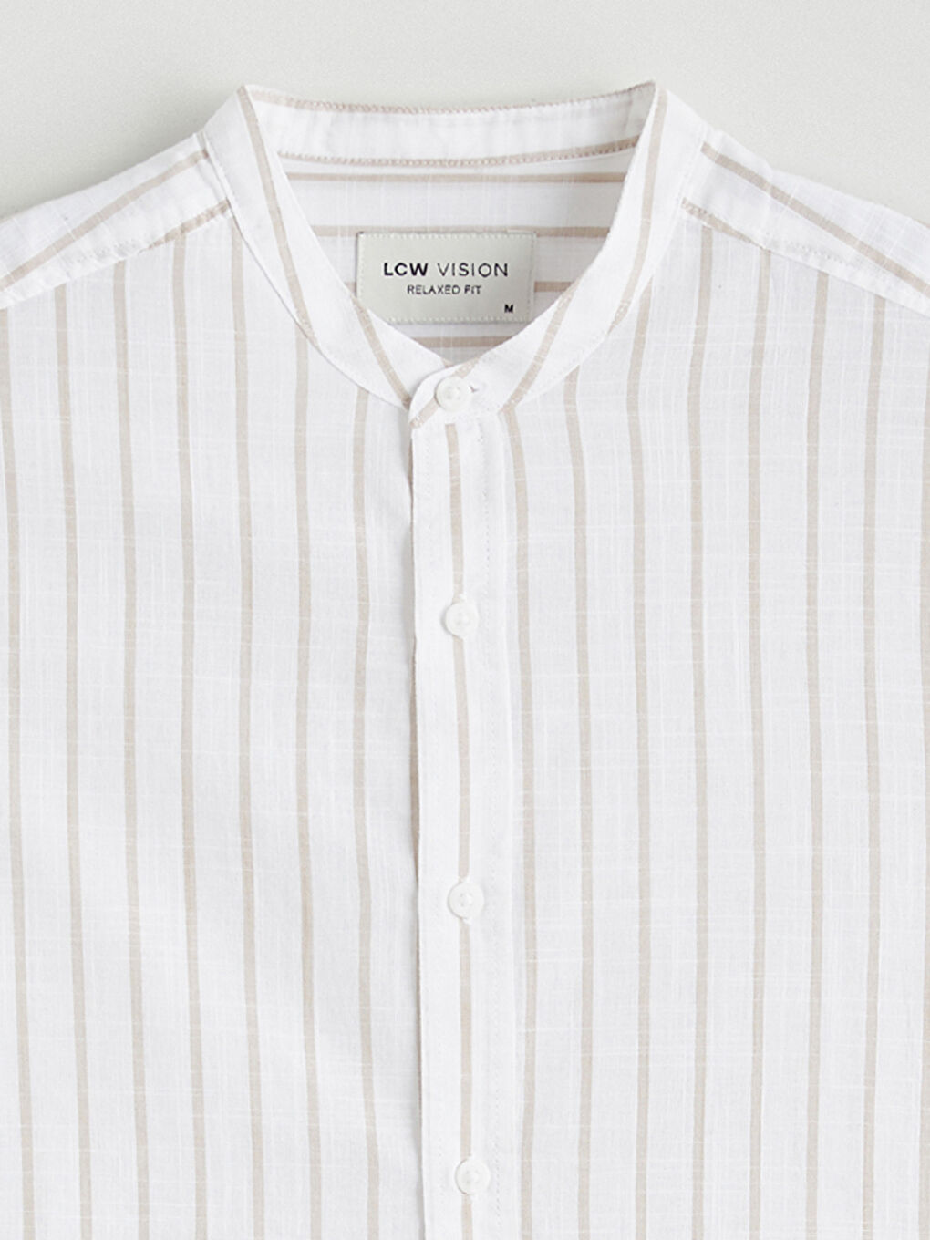 Regular Fit Striped Men's Shirt with a Mandarin Collar-5