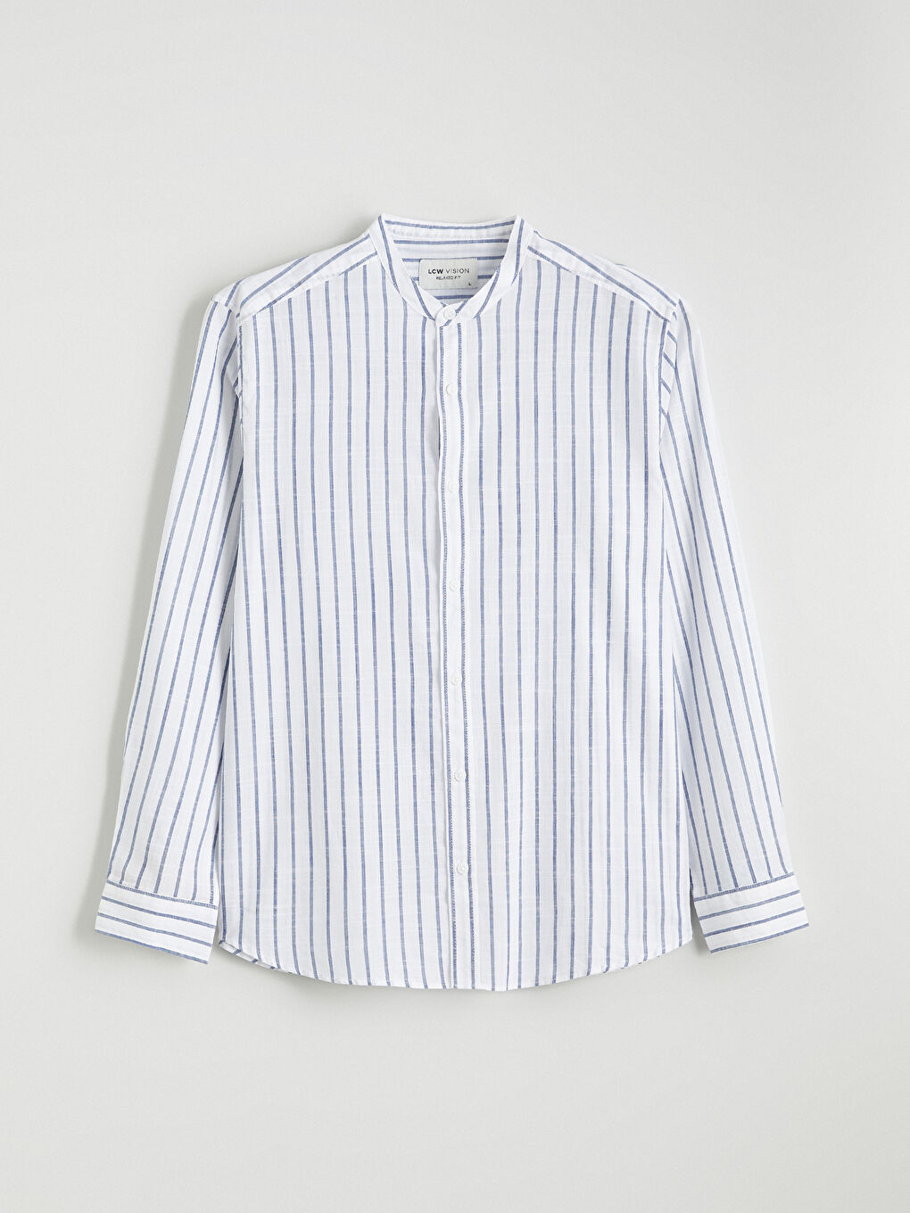 Regular Fit Striped Men's Shirt with a Mandarin Collar-4