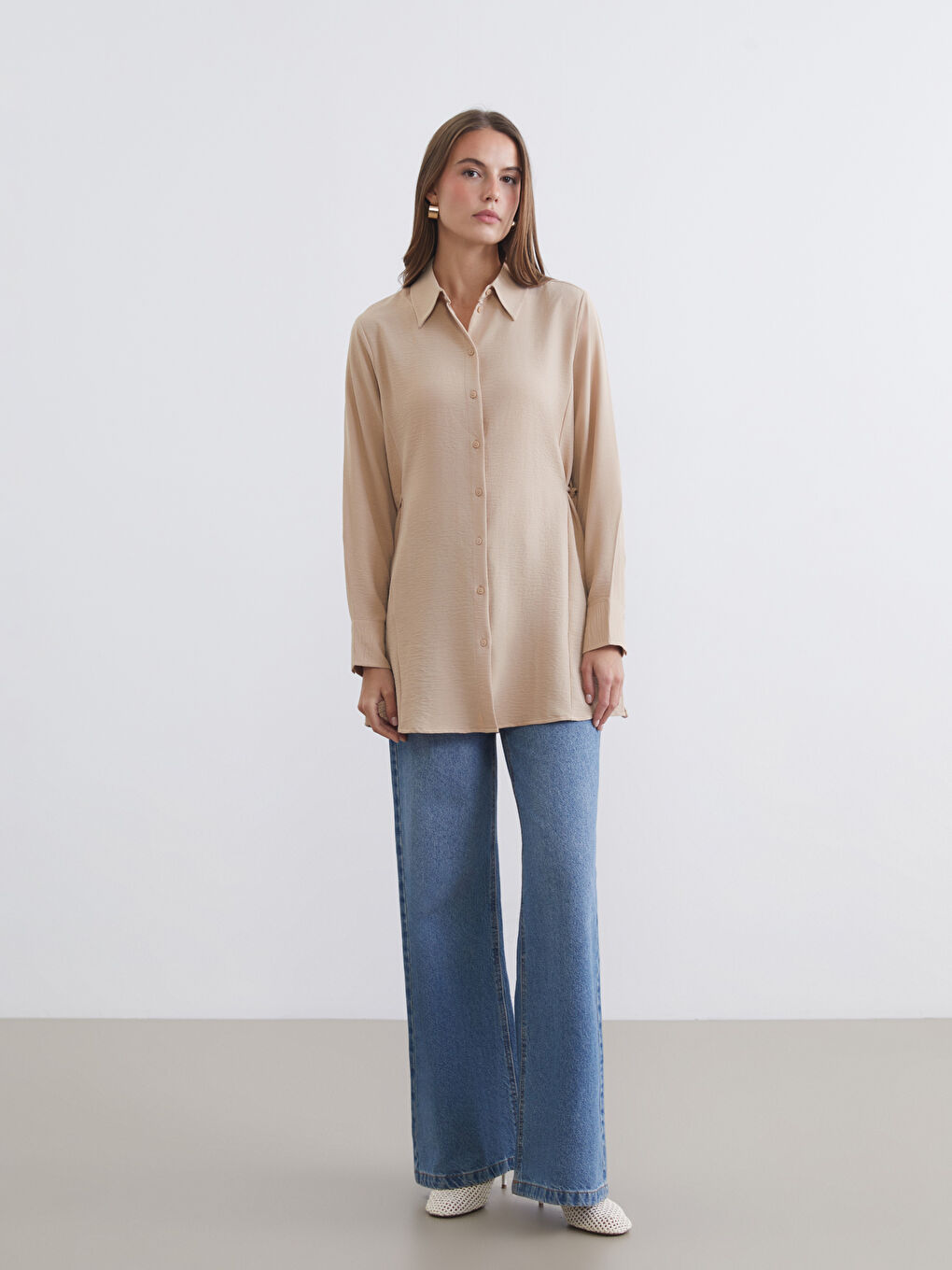 تونيك قميص بيج امرأة-1