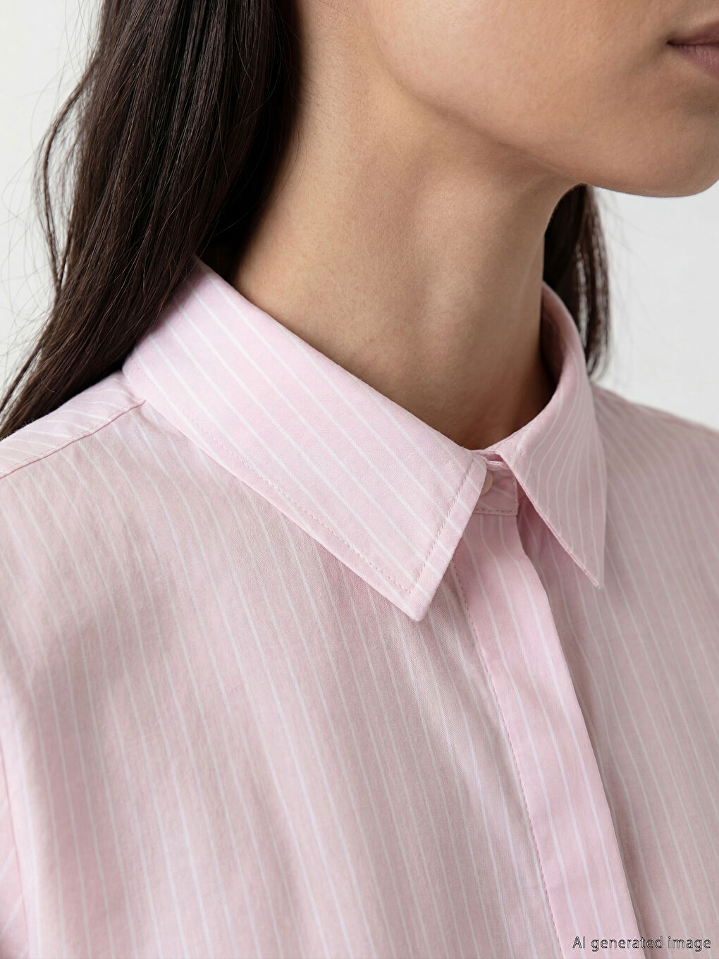 Pembe Çizgili Kadın Gömlek Tunik-2