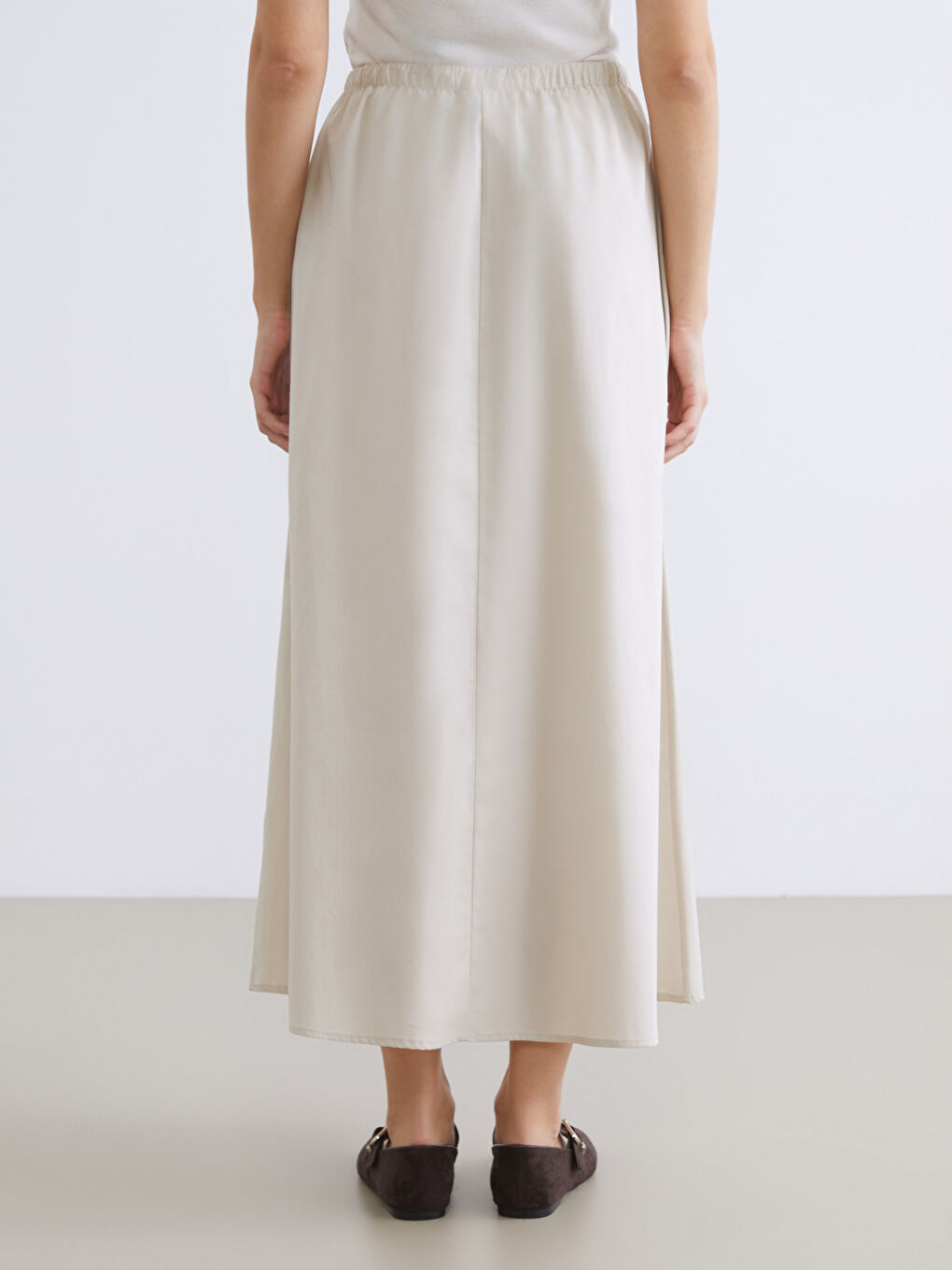 A-line poplin skirt with elasticated waist.-3