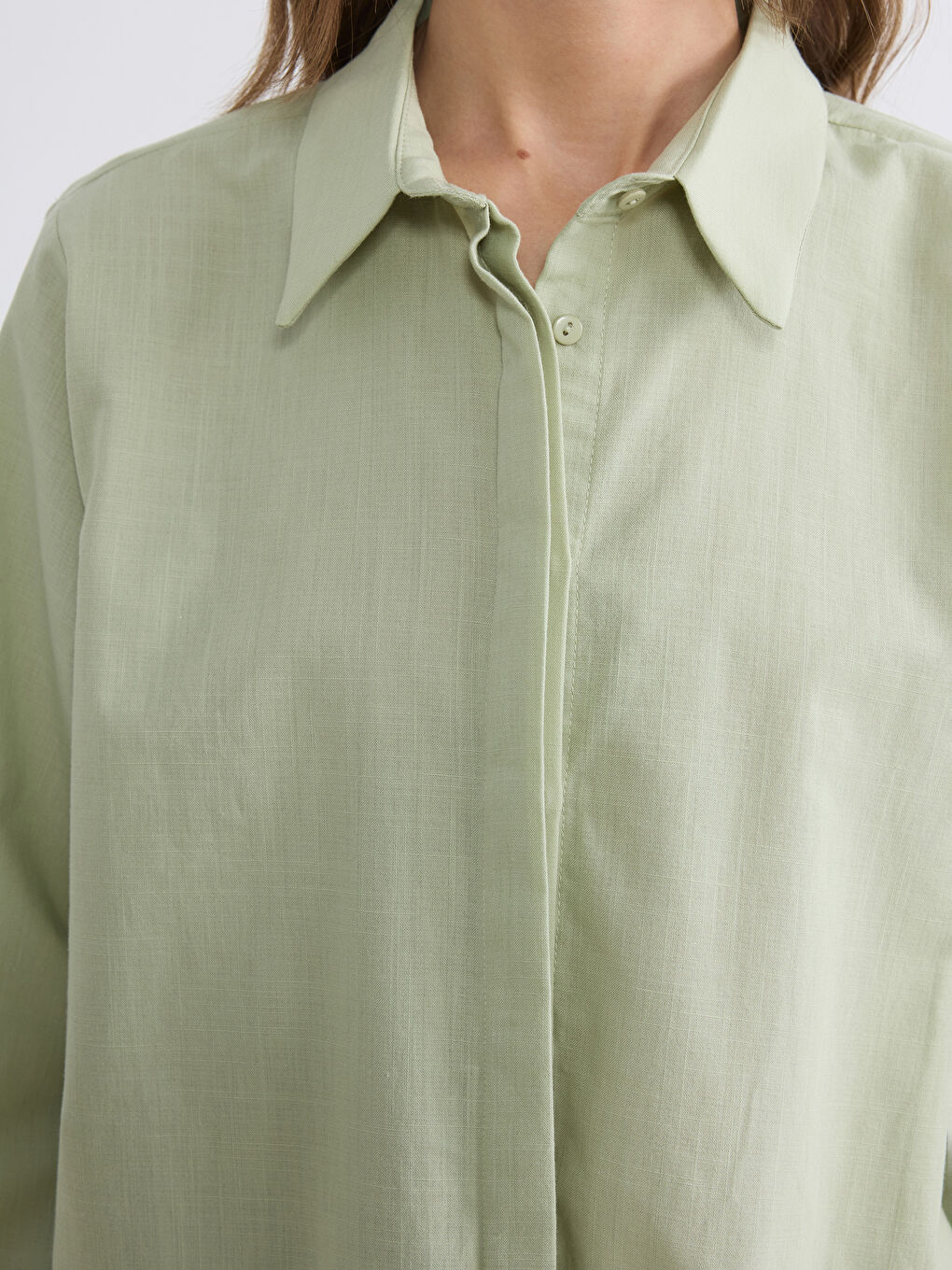 Yeşil Pamuklu Kadın Gömlek Tunik-2