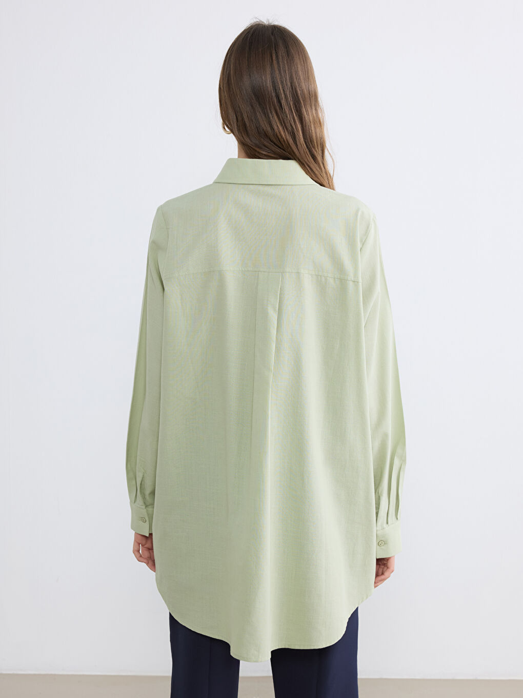 Yeşil Pamuklu Kadın Gömlek Tunik-3