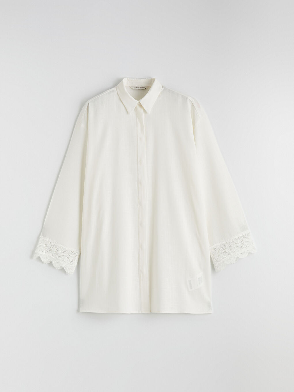 Oversized Women's Tunic Shirt with Lace Details-4