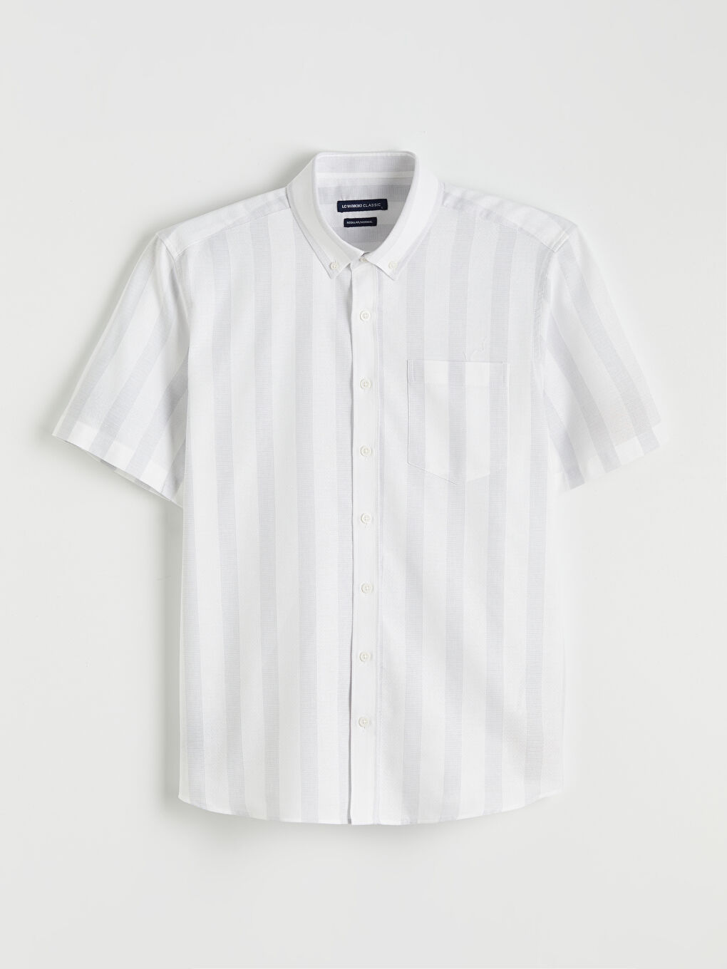 Gri Regular Fit Çizgili Armürlü Erkek Gömlek-4