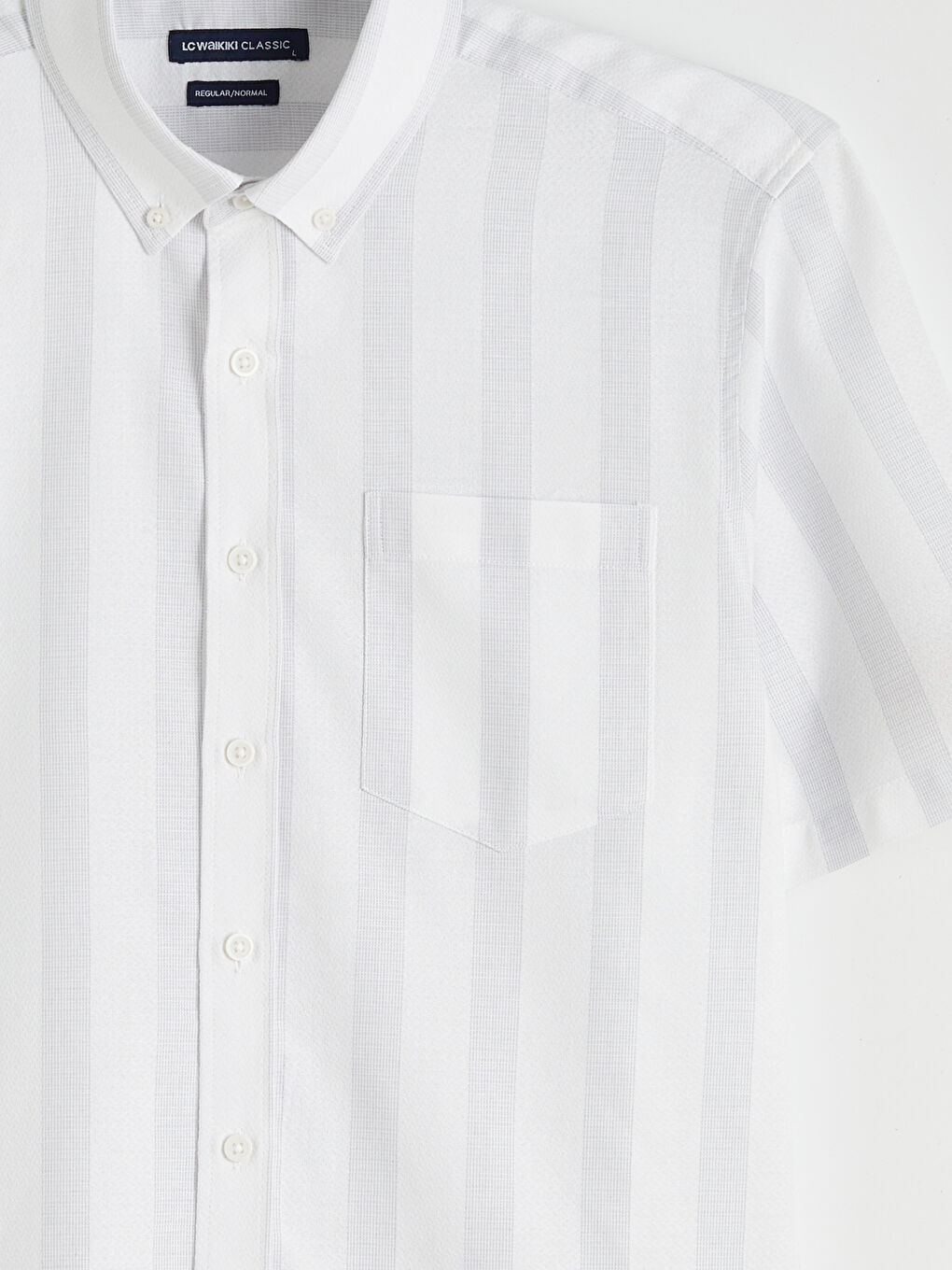 Gri Regular Fit Çizgili Armürlü Erkek Gömlek-5