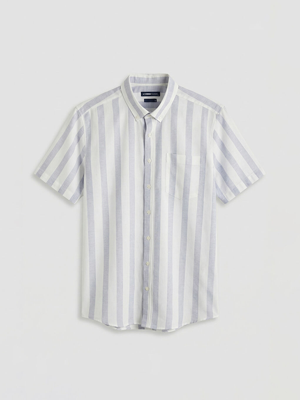 Beyaz Regular Fit Çizgili Armürlü Erkek Gömlek