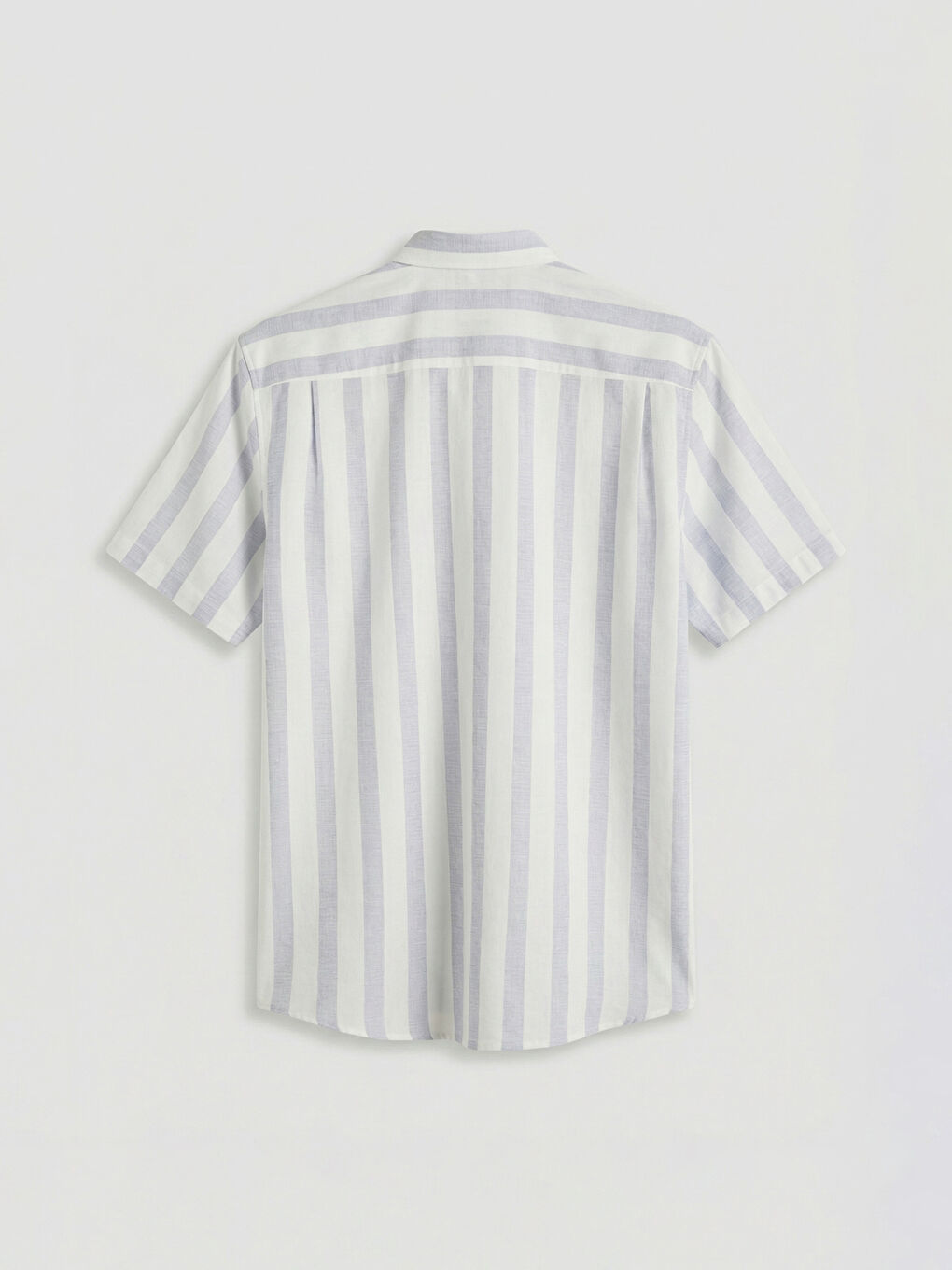 Beyaz Regular Fit Çizgili Armürlü Erkek Gömlek-1