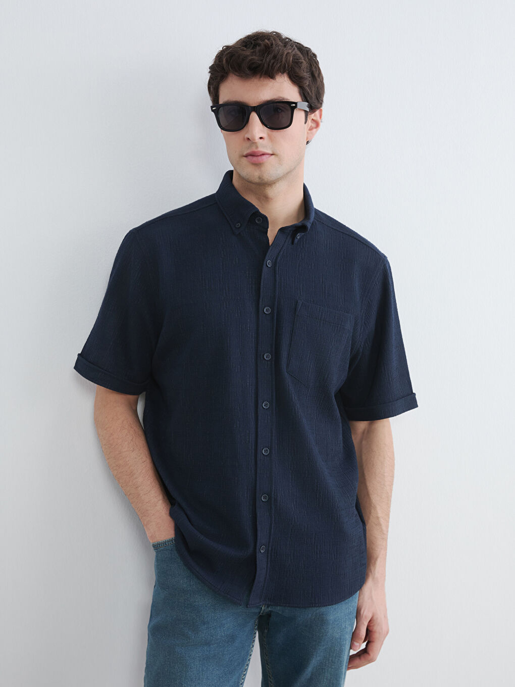 Lacivert Regular Fit Erkek Gömlek
