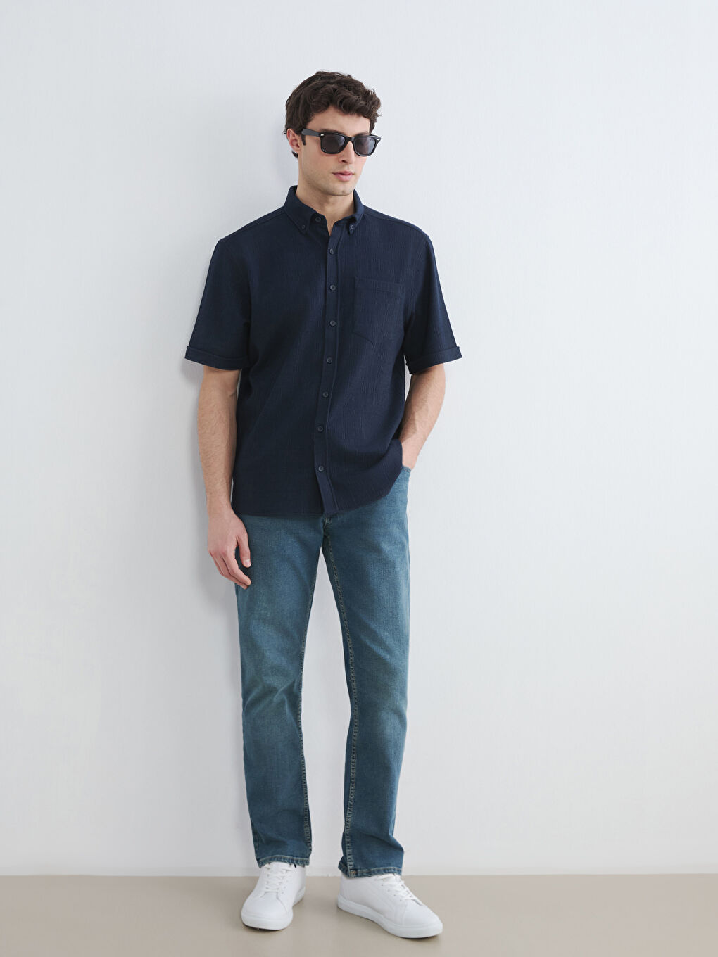 Lacivert Regular Fit Erkek Gömlek-1