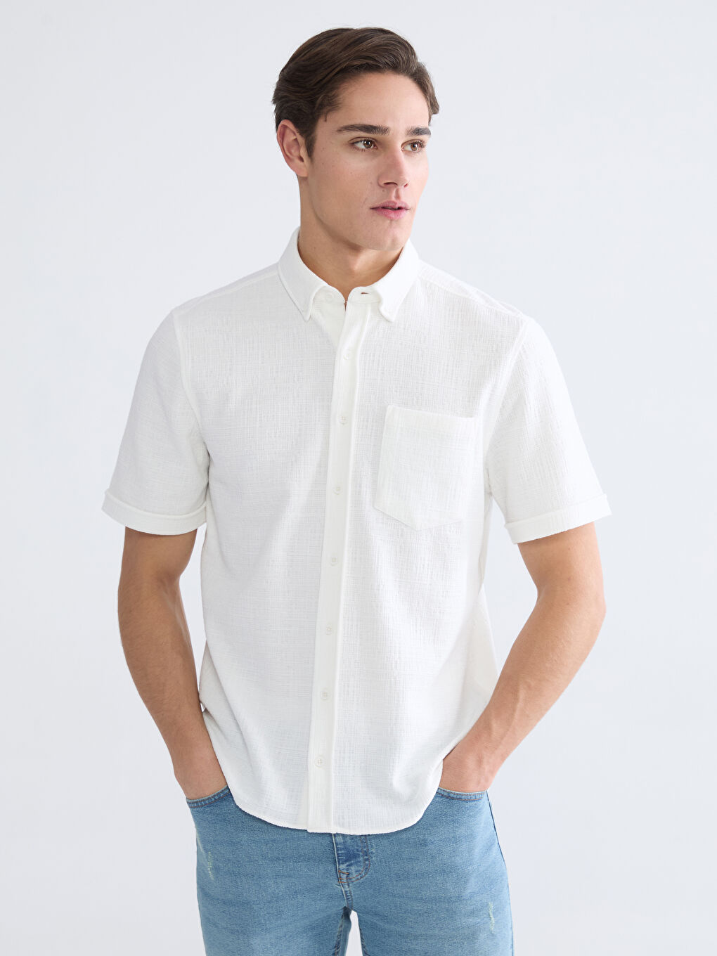 Beyaz Regular Fit Erkek Gömlek