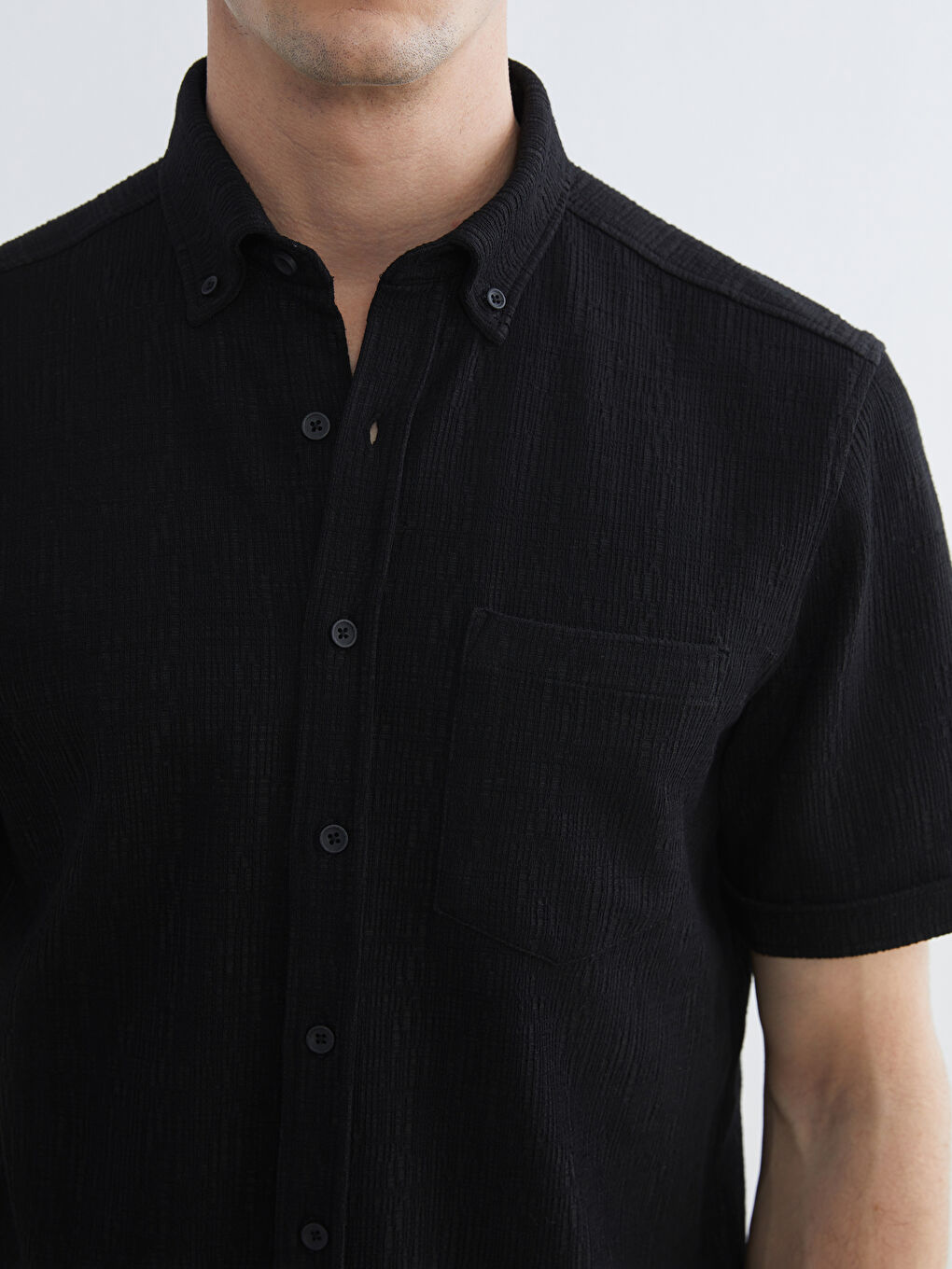 Siyah Regular Fit Erkek Gömlek-2