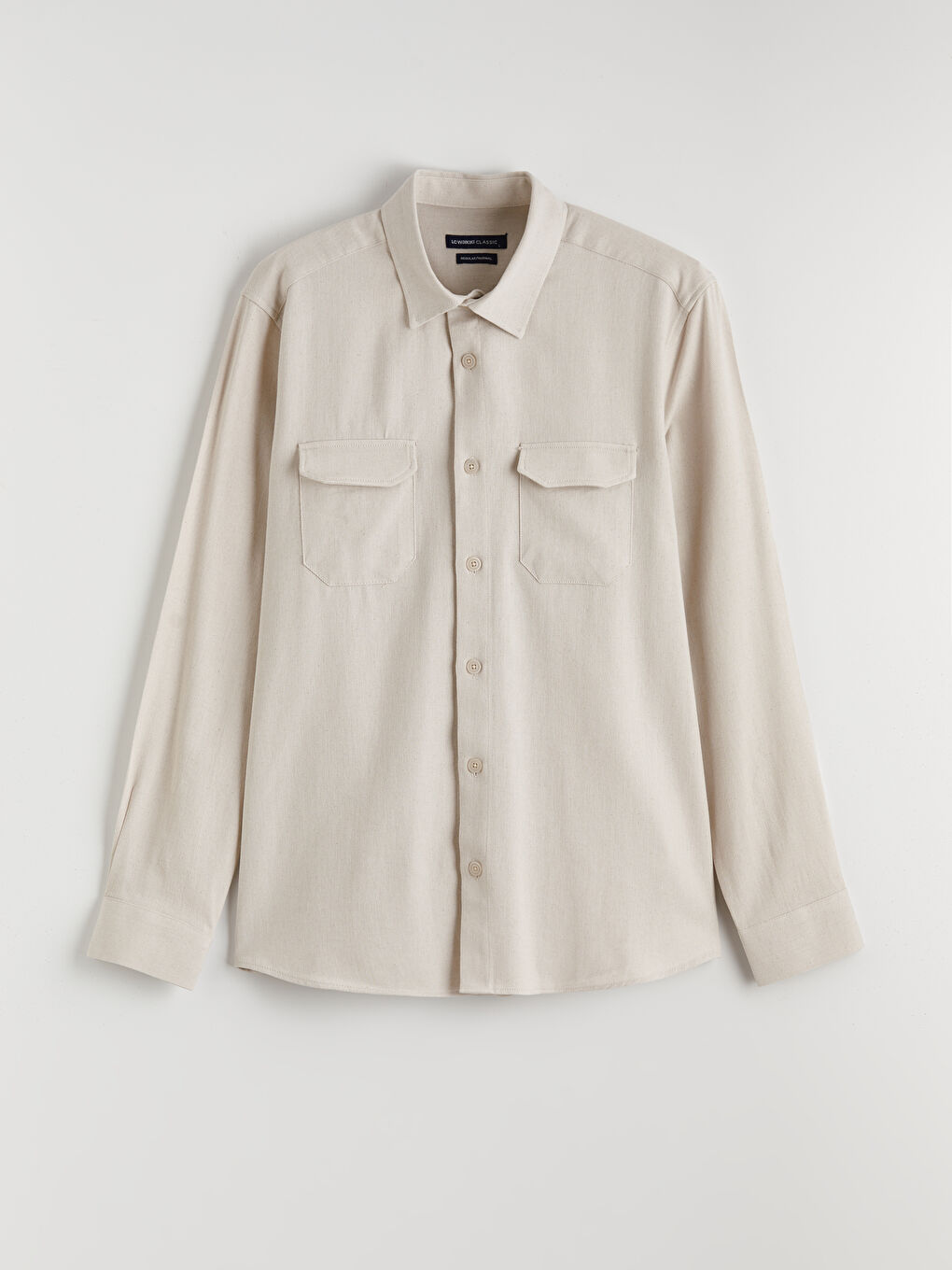 Bej Regular Fit Keten Karışım Erkek Gömlek-4