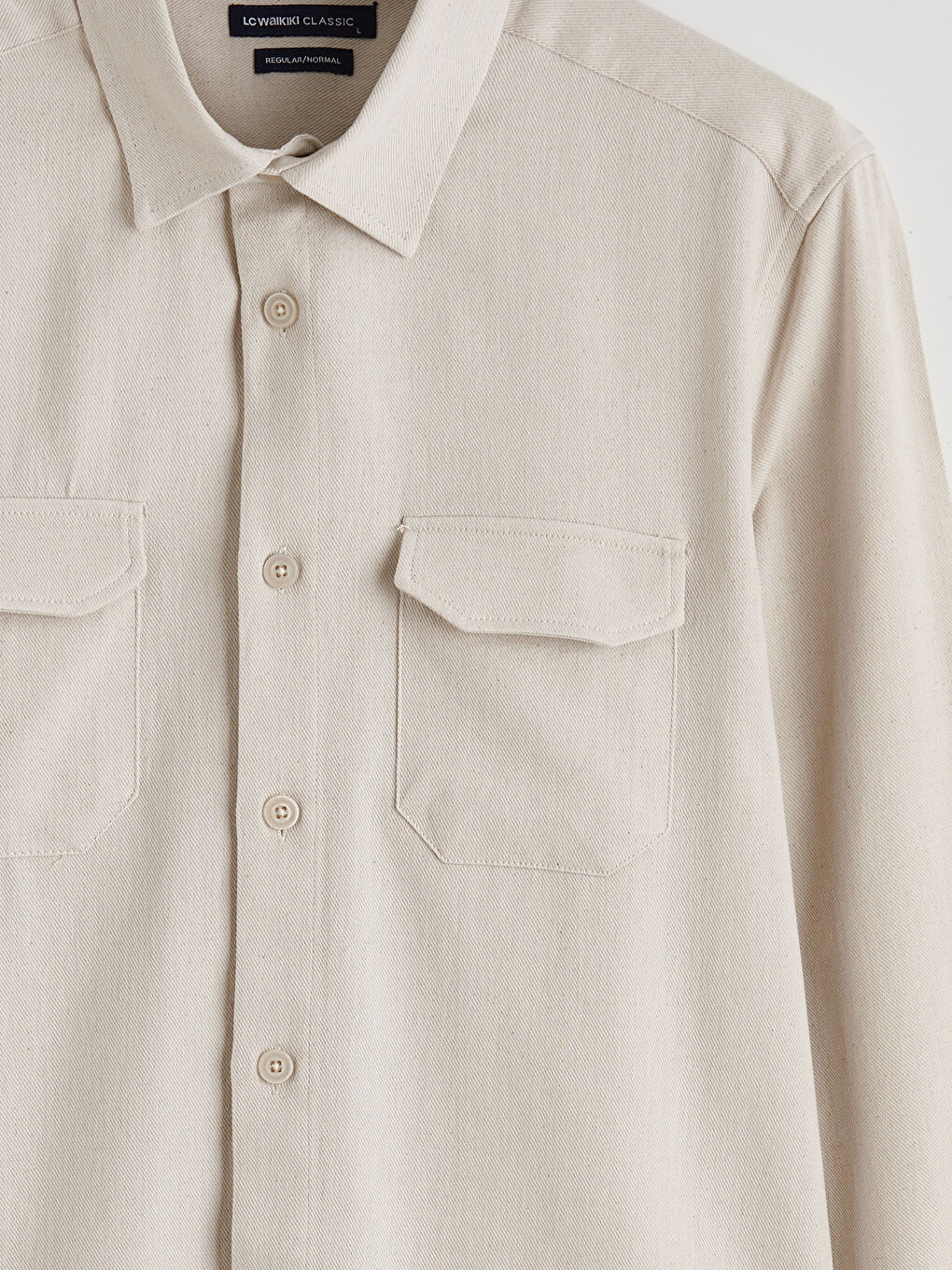 Bej Regular Fit Keten Karışım Erkek Gömlek-5