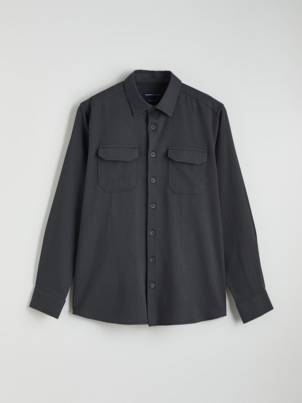 Antrasit Regular Fit Keten Karışım Erkek Gömlek-4