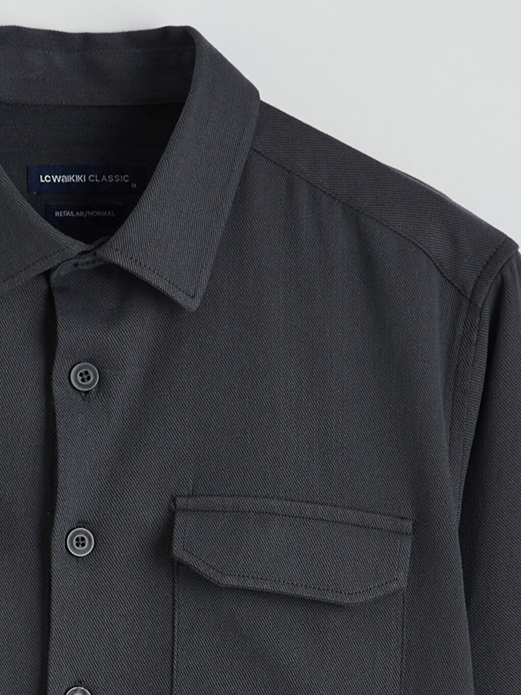 Antrasit Regular Fit Keten Karışım Erkek Gömlek-5