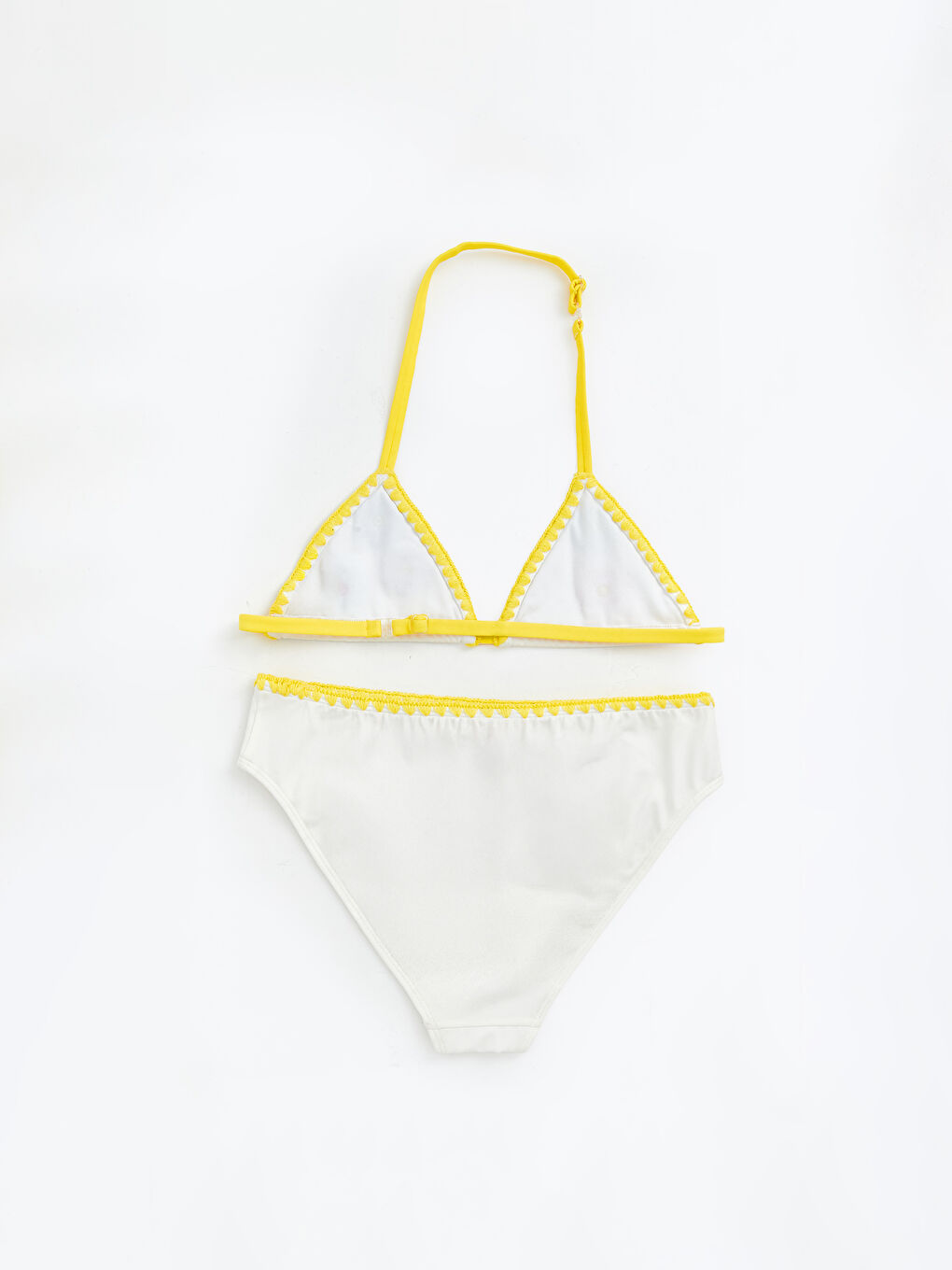 Beyaz Çiçek Nakışlı Kız Çocuk Bikini Takımı-1