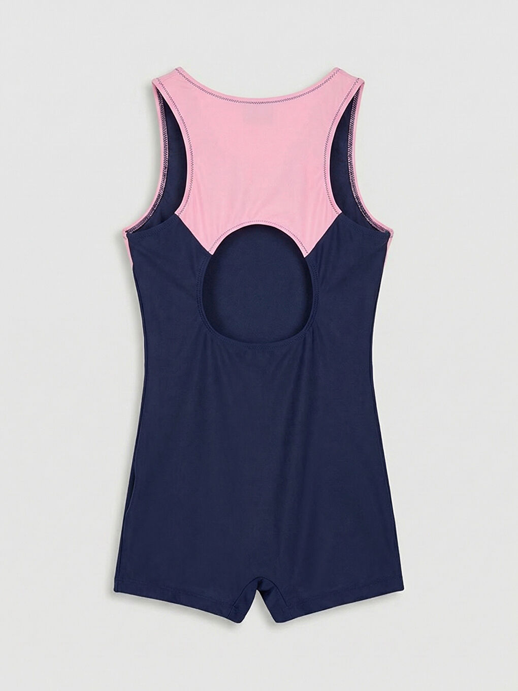 Lacivert Renk Bloklu Kız Çocuk Şortlu Mayo-1