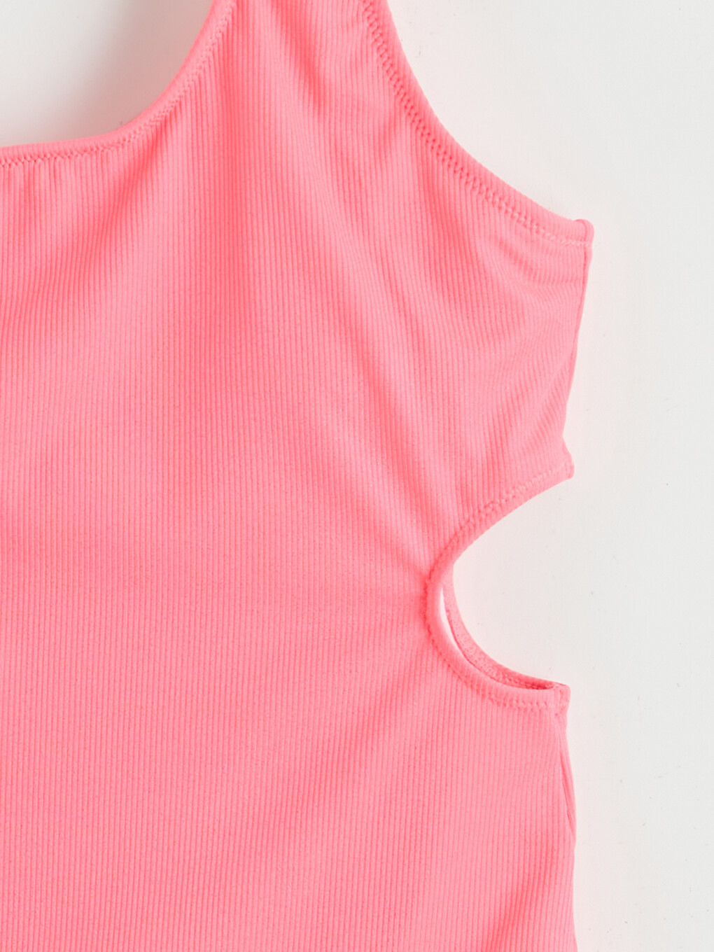 Pembe Pencere Detaylı Tek Omuz Kız Çocuk Mayo-2