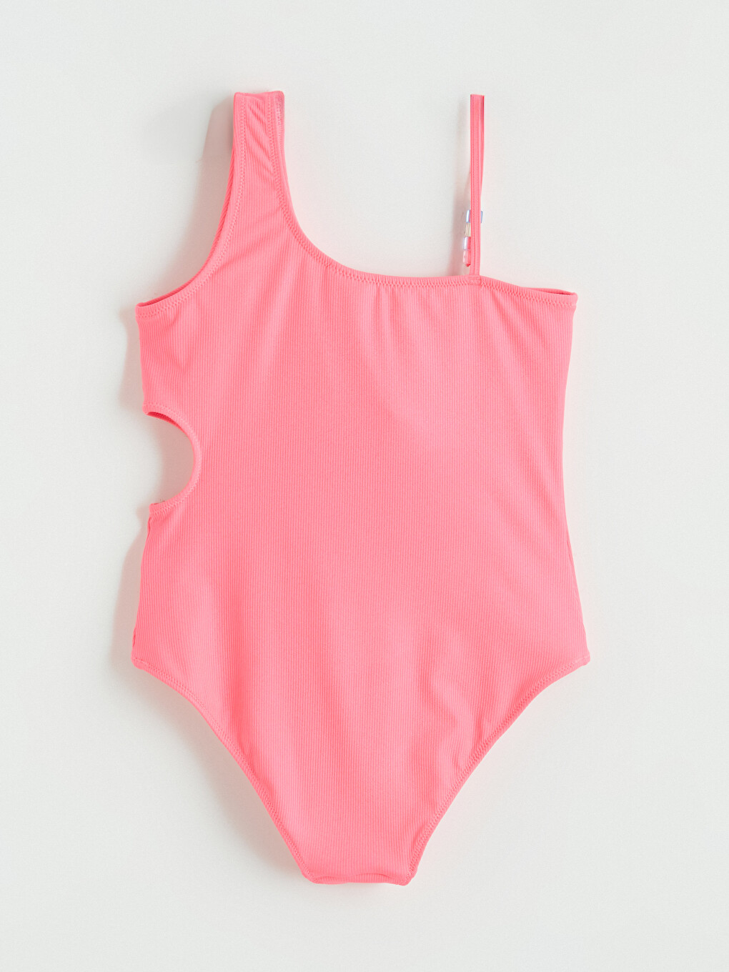 Pembe Pencere Detaylı Tek Omuz Kız Çocuk Mayo-3