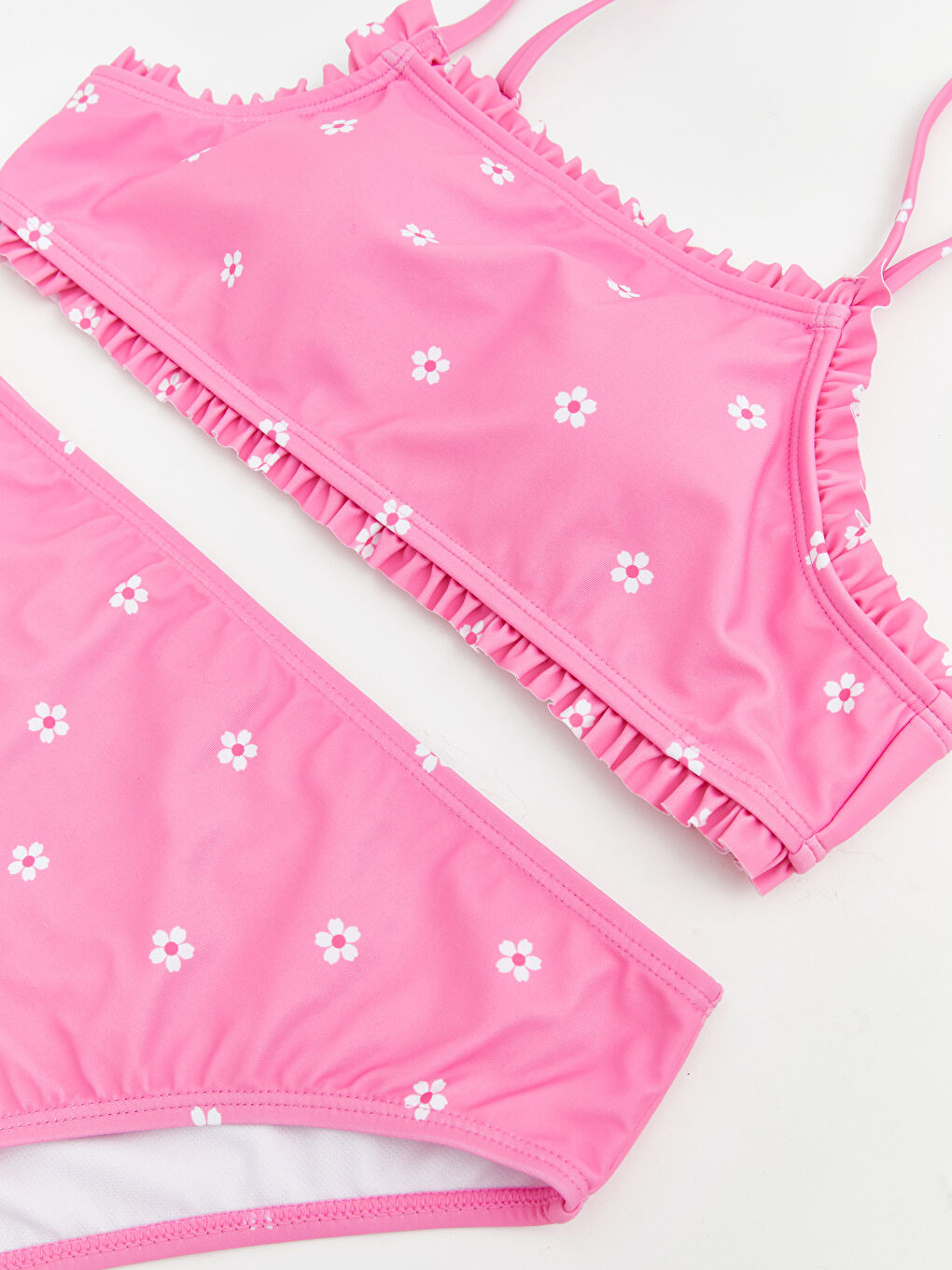 Pembe Çiçekli Kız Çocuk Bikini-1