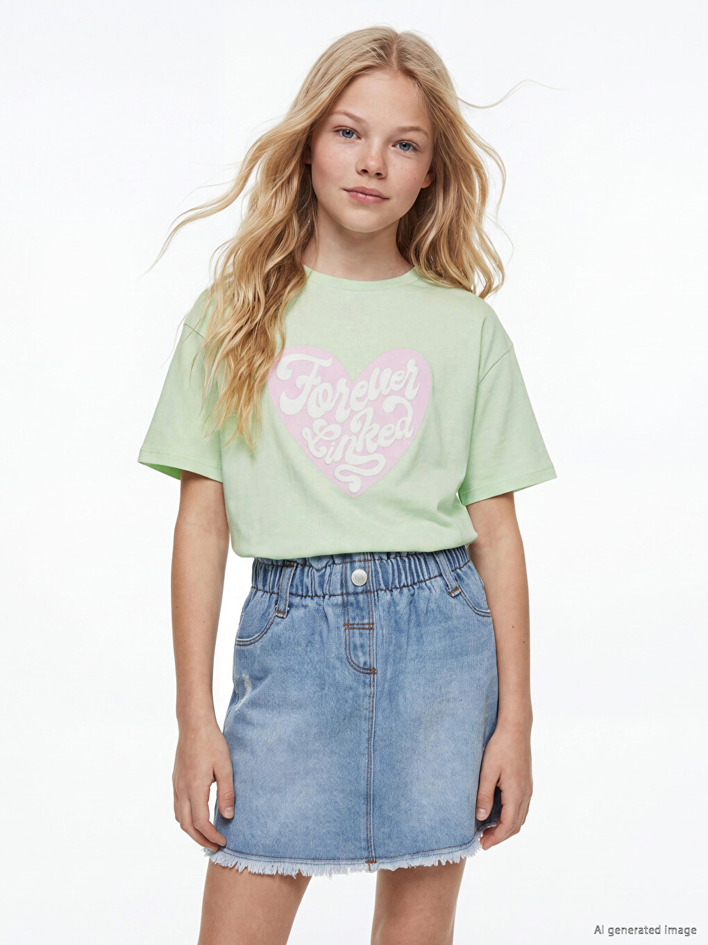 Heart Print Girls' T-shirt