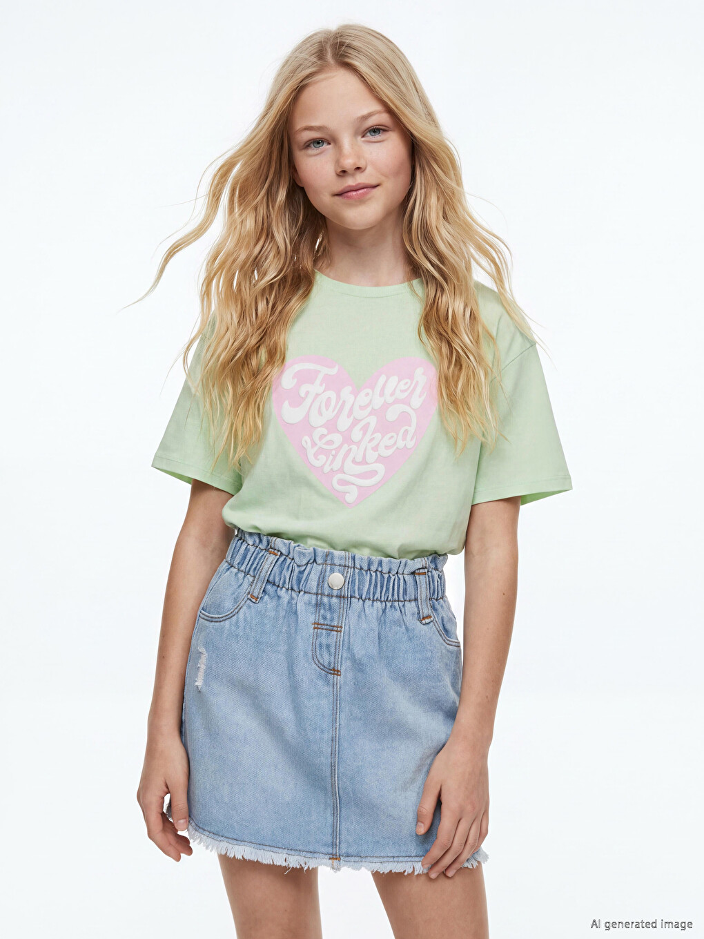 Heart Print Girls' T-shirt-1