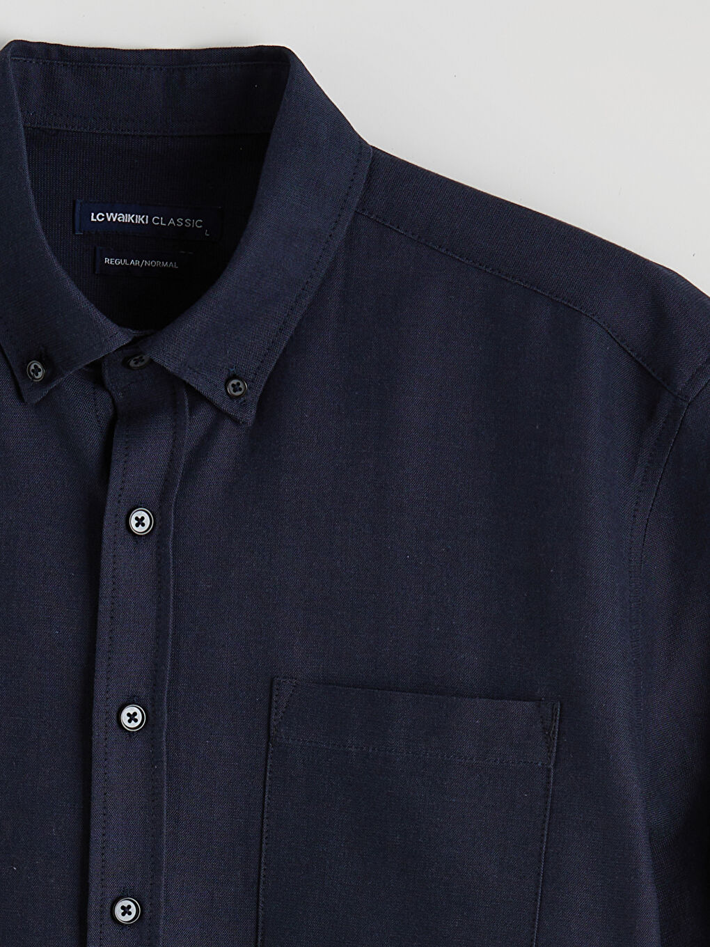 Lacivert Regular Fit Armürlü Erkek Gömlek-1