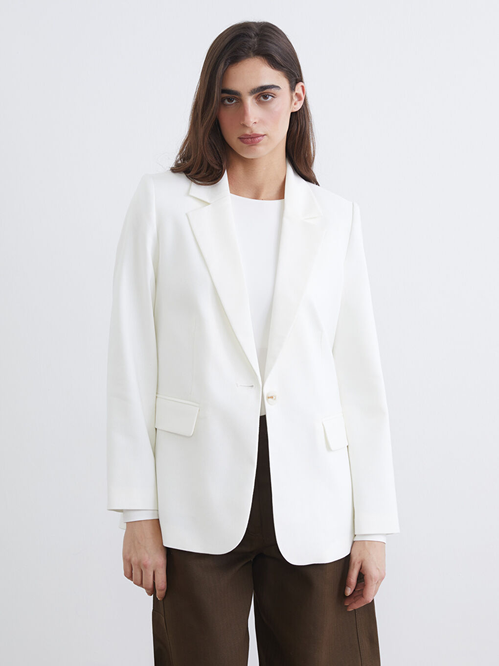 Keten Karışımlı Kadın Blazer Ceket