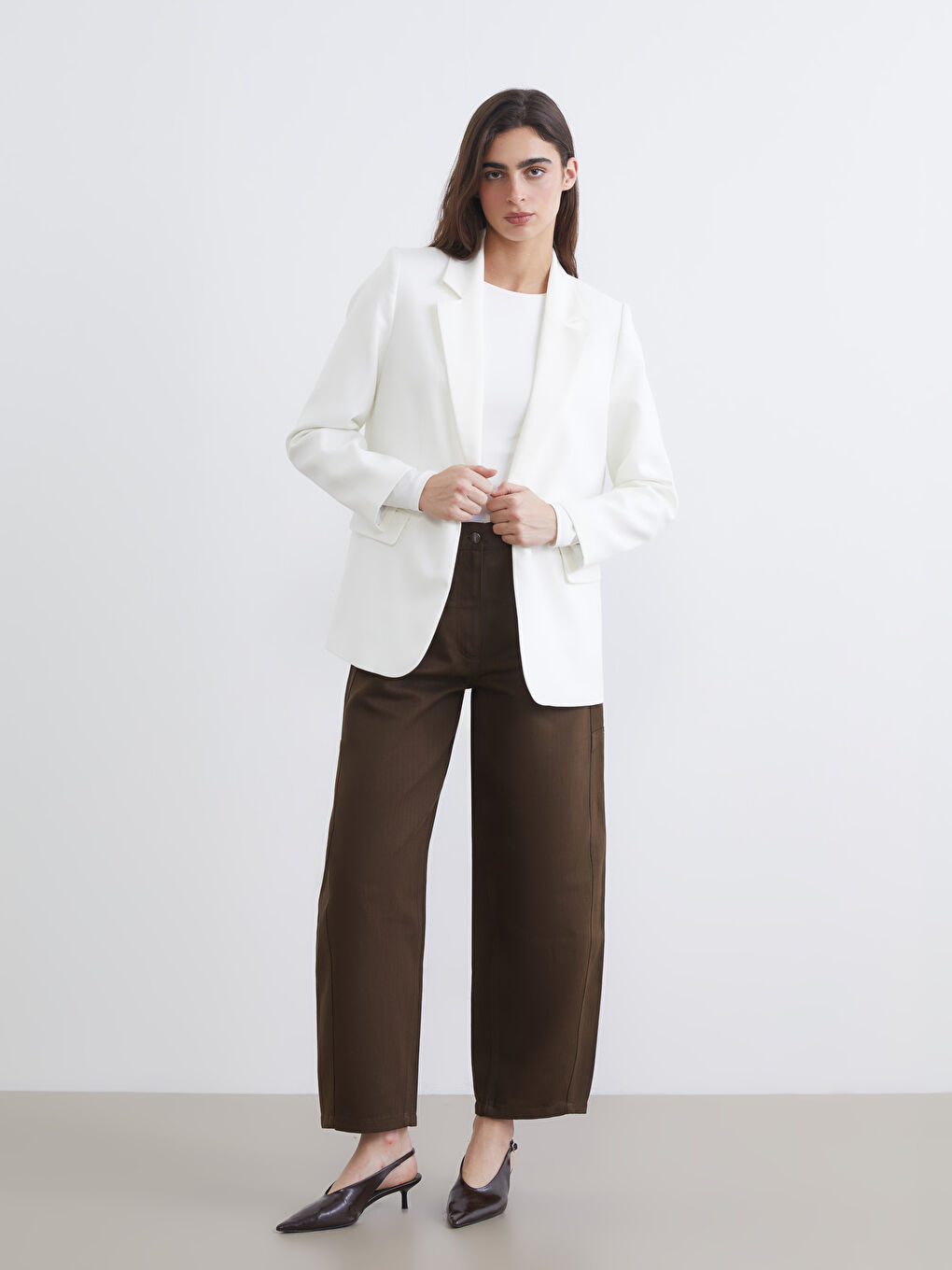 Keten Karışımlı Kadın Blazer Ceket-1