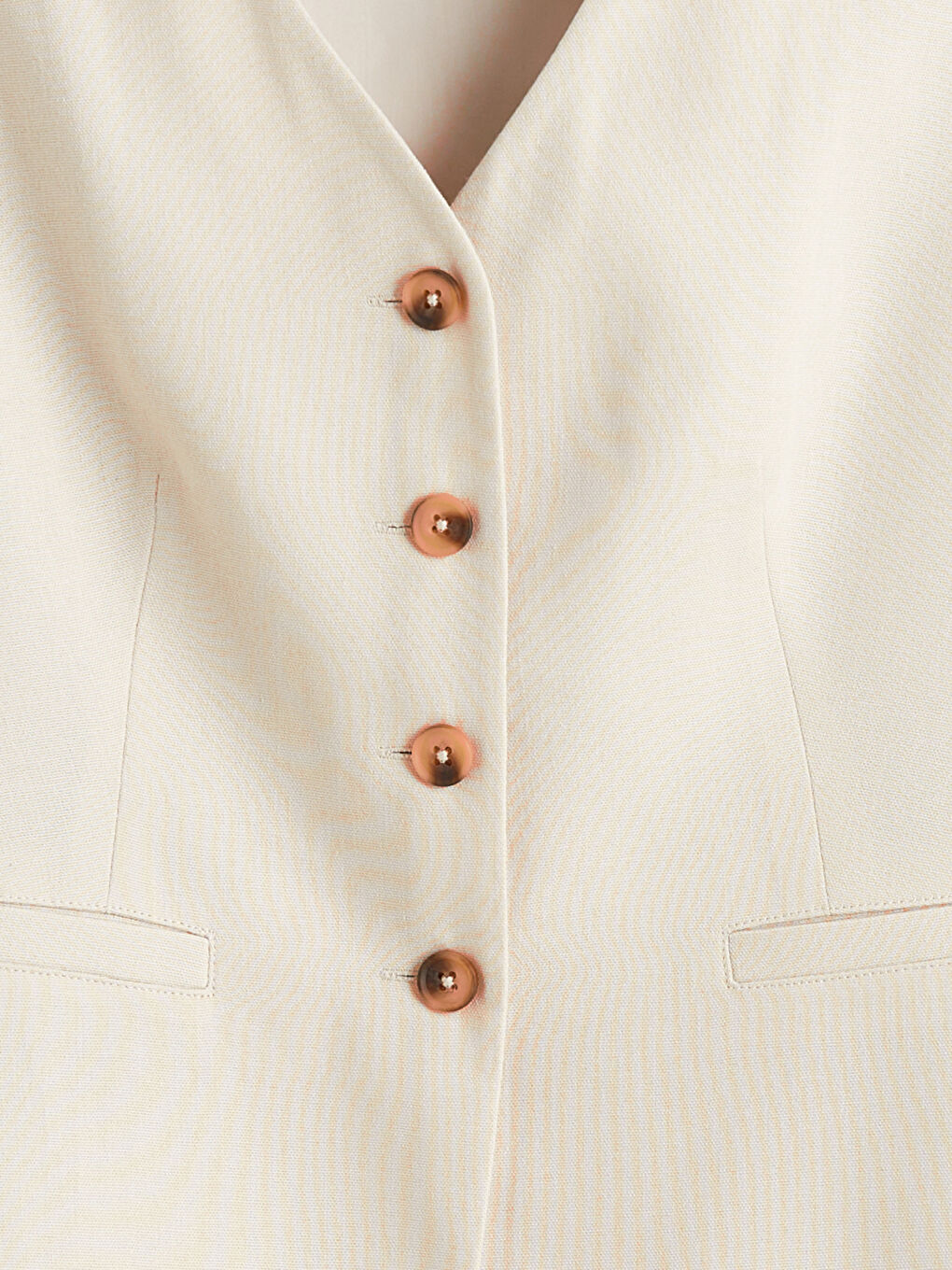 Gilet Classique Femme en Mélange de Lin à Encolure en V-5