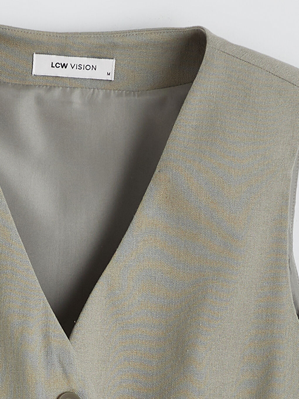 V Neck Linen Blend Women's Classic Waistcoat-6