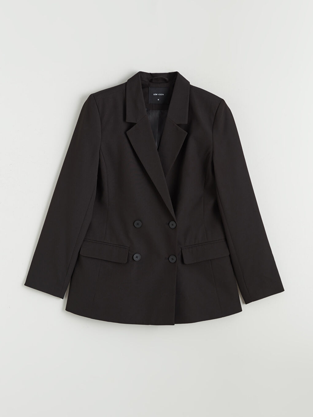 Ženski sako od krep materijala sa dvorednim reverima.-4