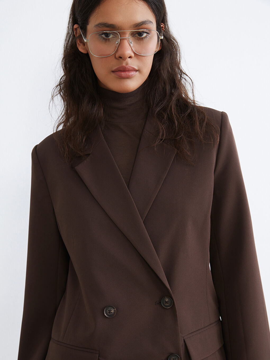 Women's Crepe Blazer Jacket with a Wrap Collar