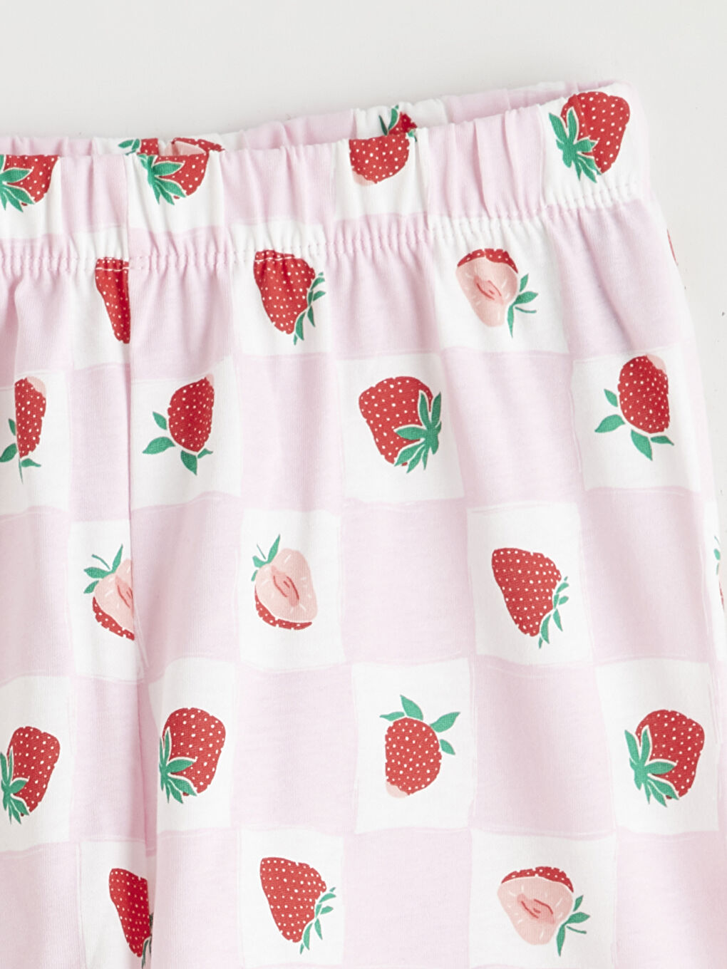 Pembe Gömlek Yaka Çilek Desenli Kız Çocuk Şortlu Pijama Takımı-5