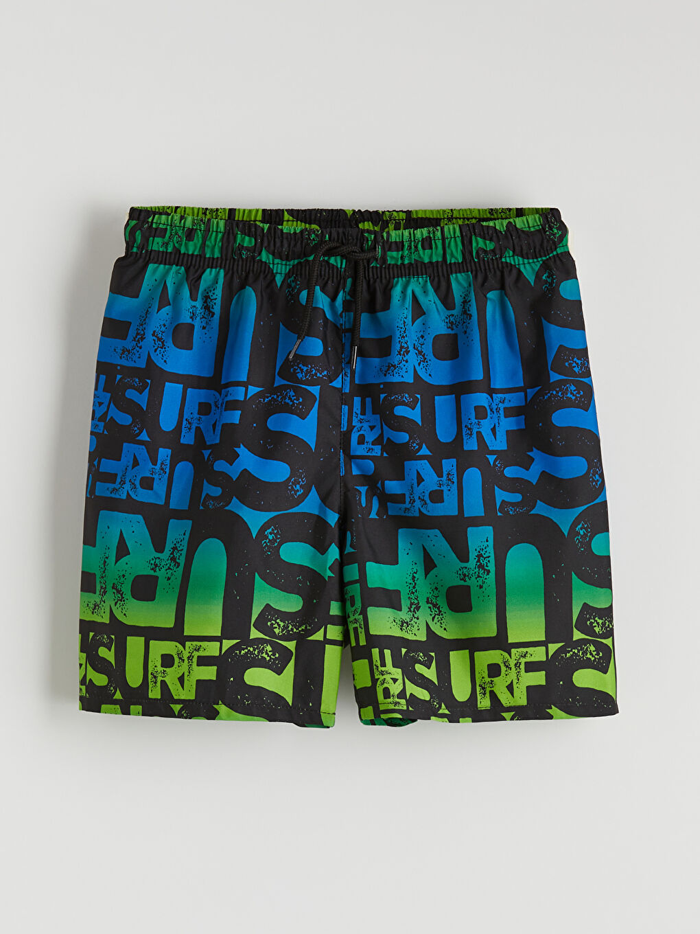 Siyah Beli Lastikli Baskılı Erkek Çocuk Deniz Şortu