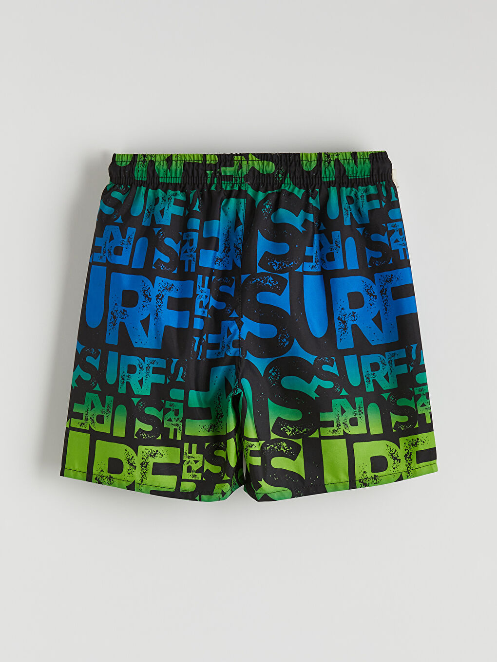 Siyah Beli Lastikli Baskılı Erkek Çocuk Deniz Şortu-1