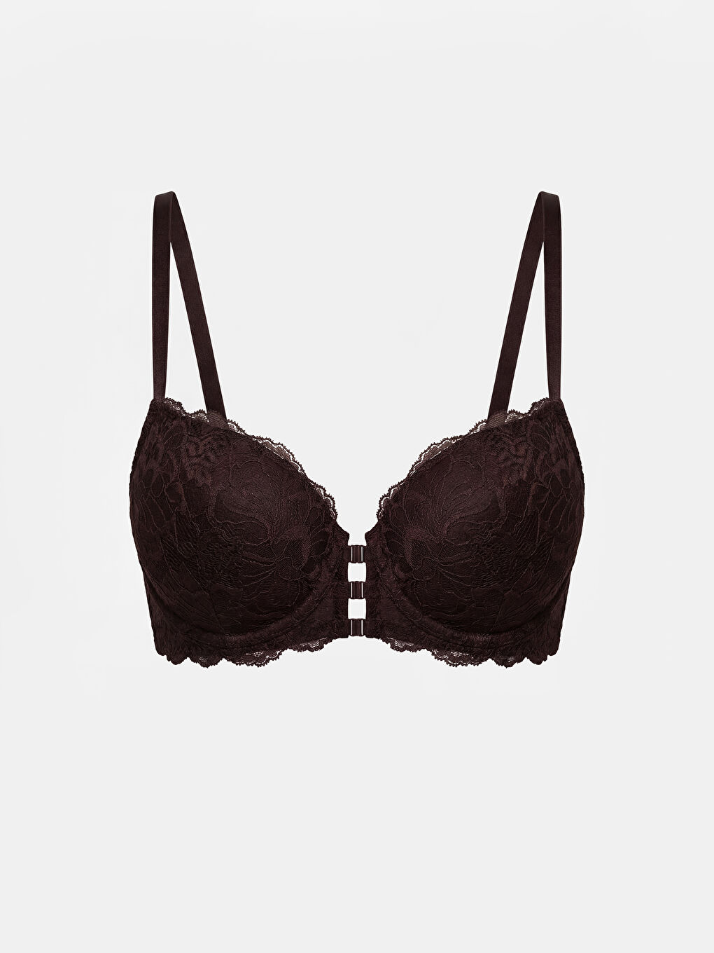 Kahverengi Balenli Dolgulu Dantelli Fantezi Tişört Sütyen