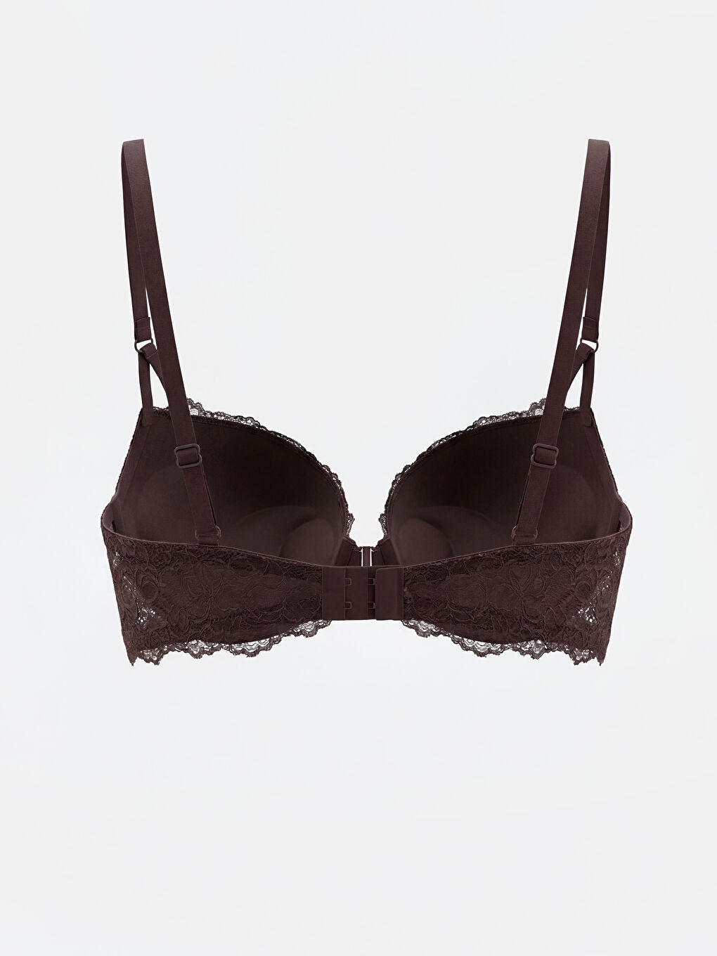 Kahverengi Balenli Dolgulu Dantelli Fantezi Tişört Sütyen-1